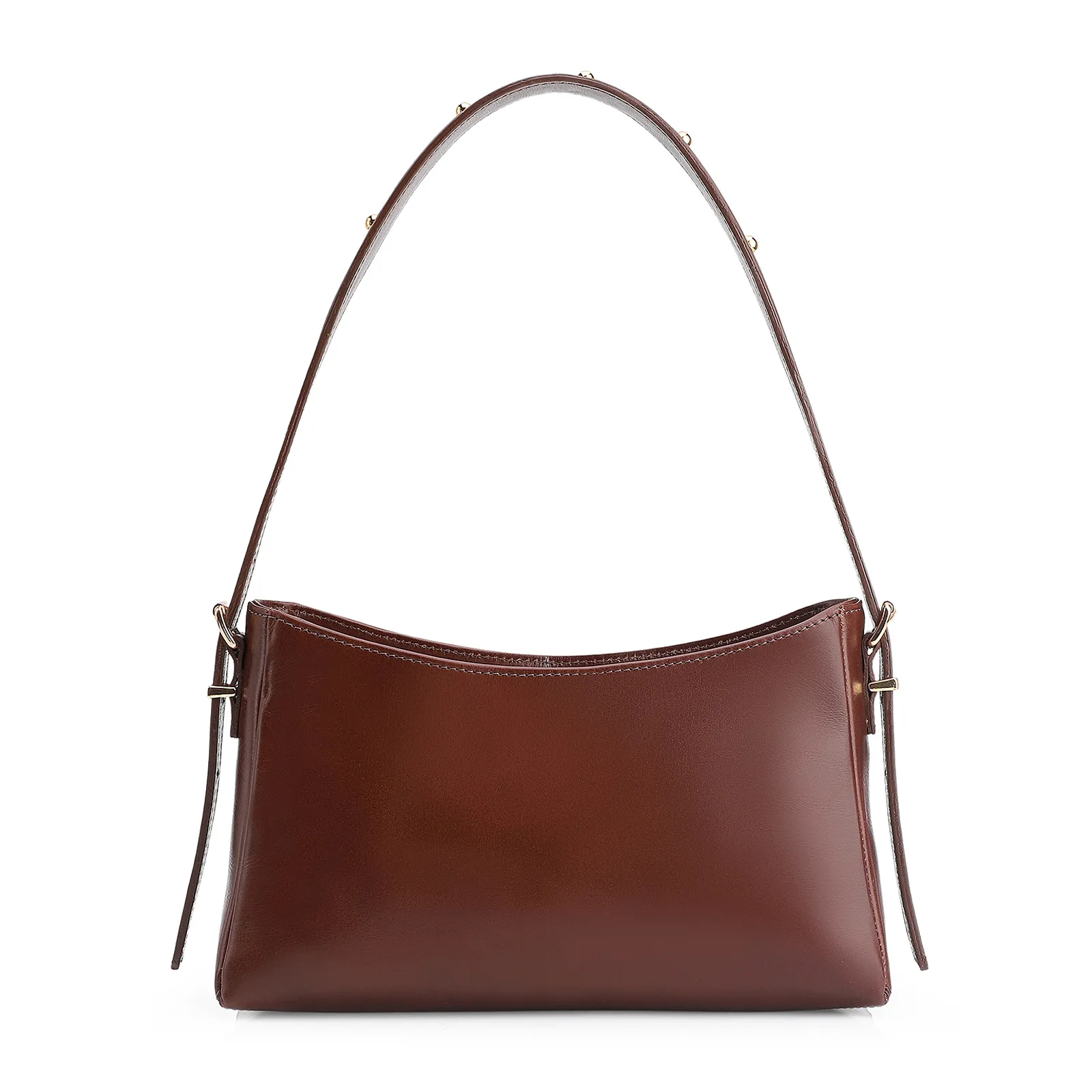 Bolsa De Ombro Rebites Couro Marrom