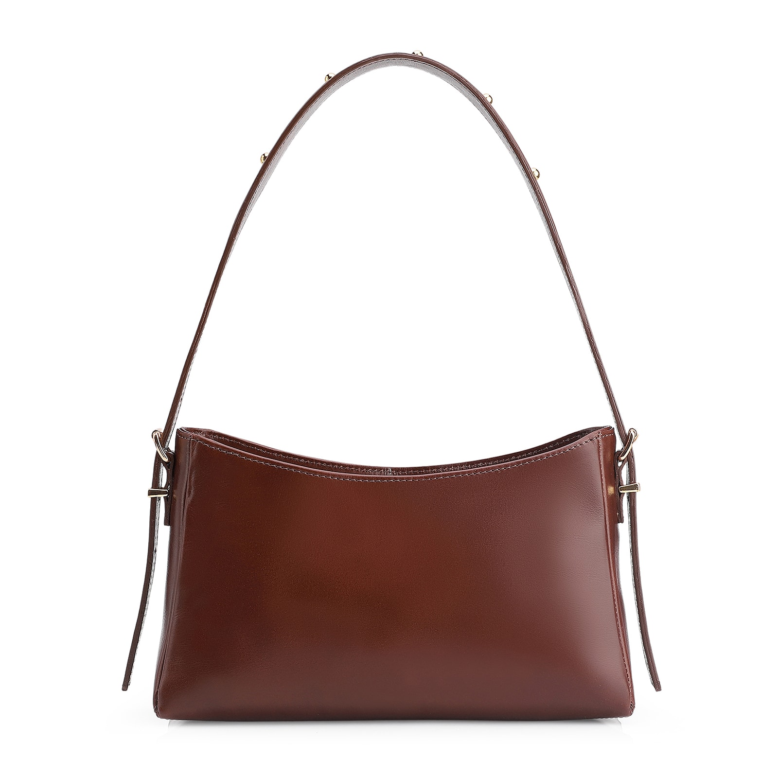 Bolsa De Ombro Rebites Couro Marrom
