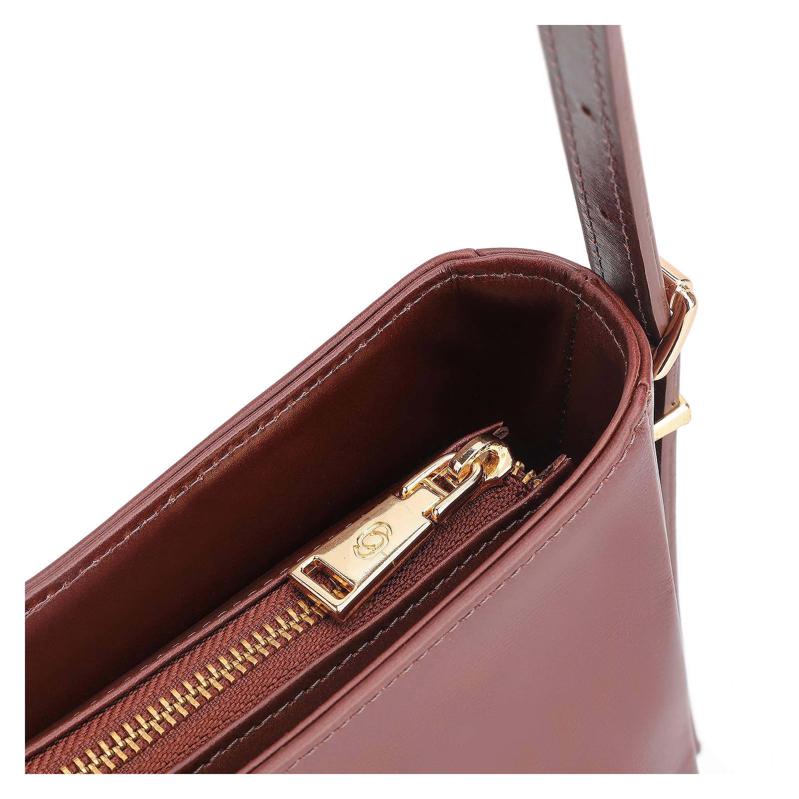 Bolsa De Ombro Rebites Couro Marrom