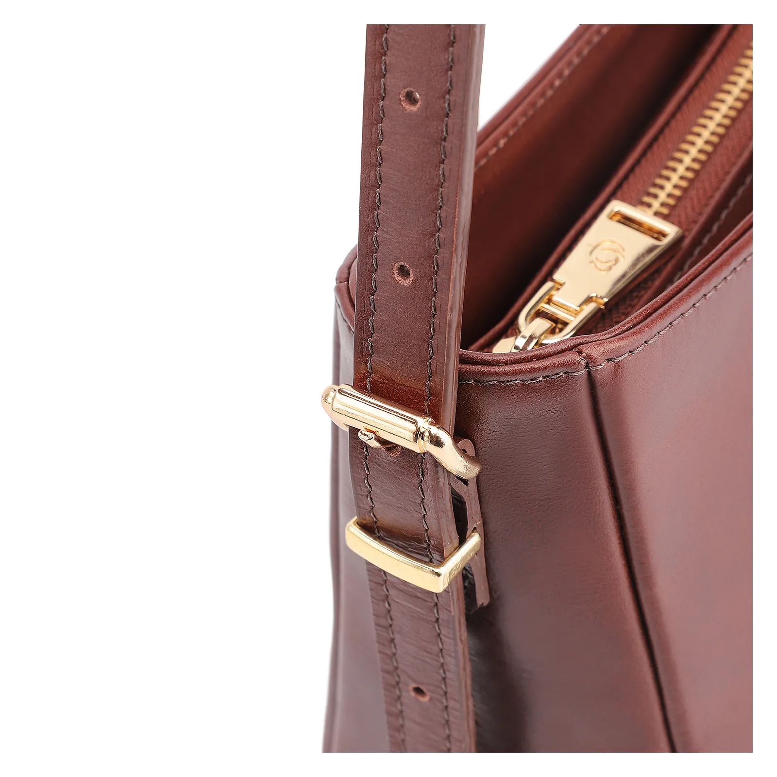 Bolsa De Ombro Rebites Couro Marrom