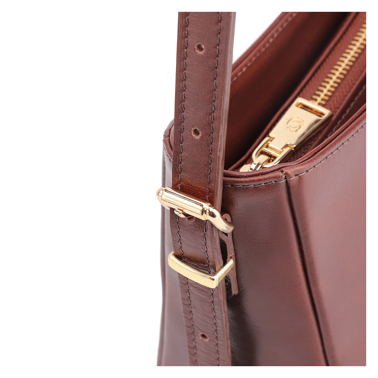 Bolsa De Ombro Rebites Couro Marrom