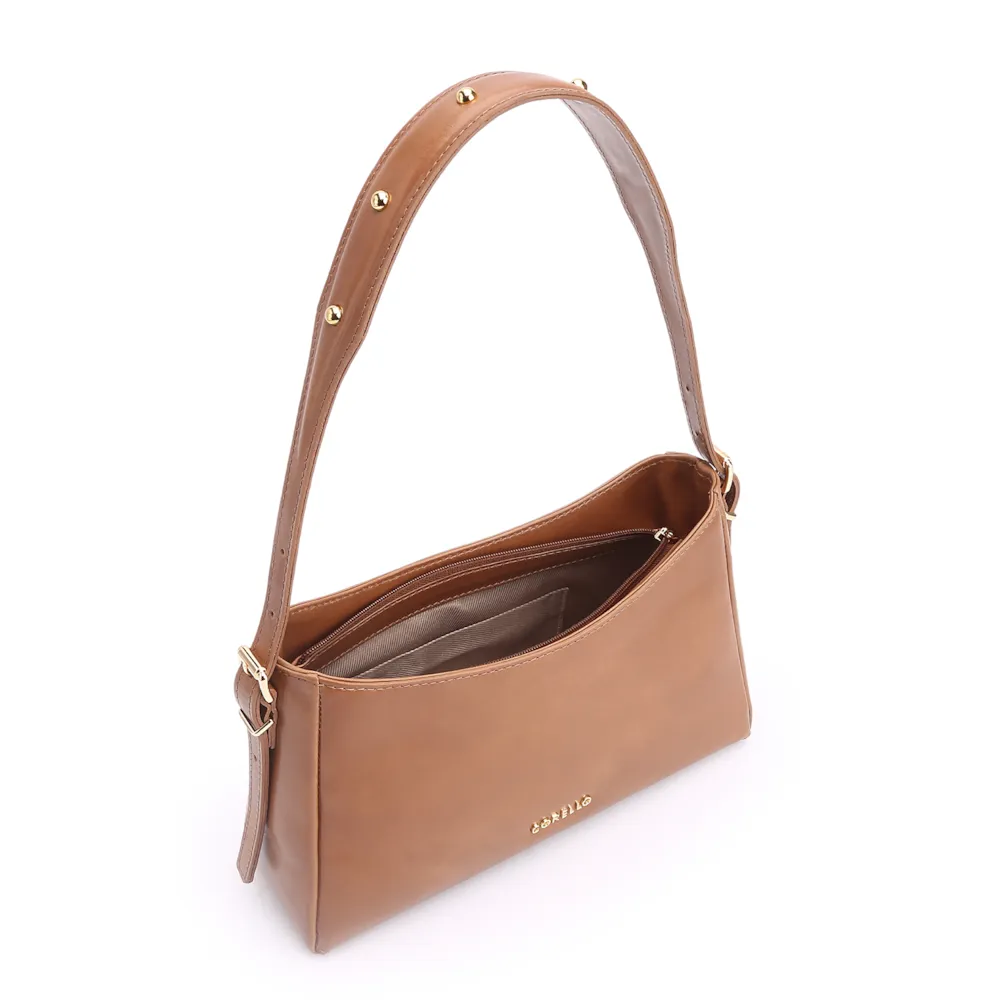 Bolsa De Ombro Rebites Couro Marrom - imagem 4