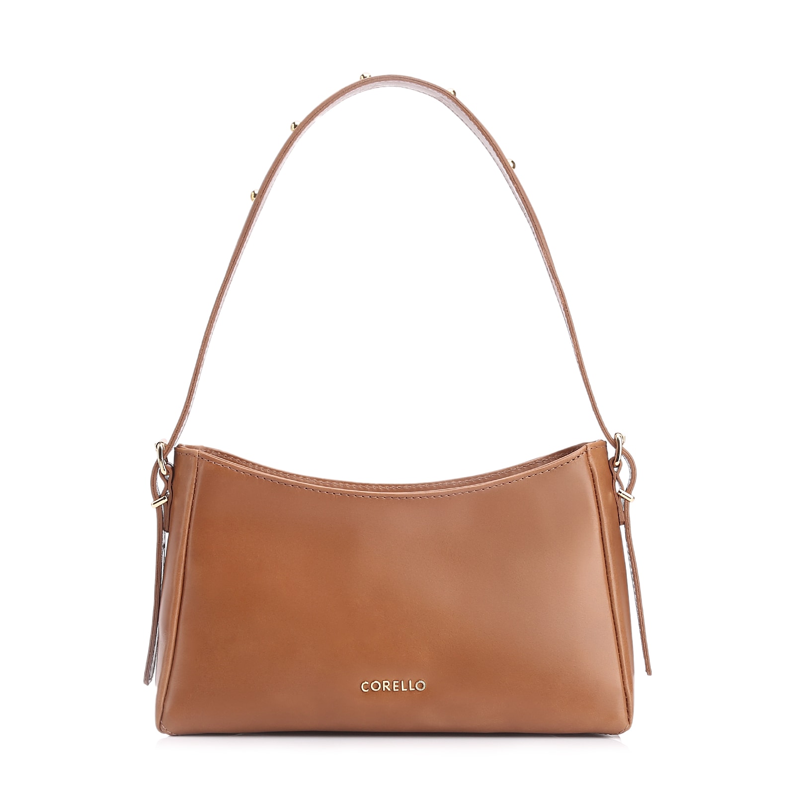 Bolsa De Ombro Rebites Couro Marrom