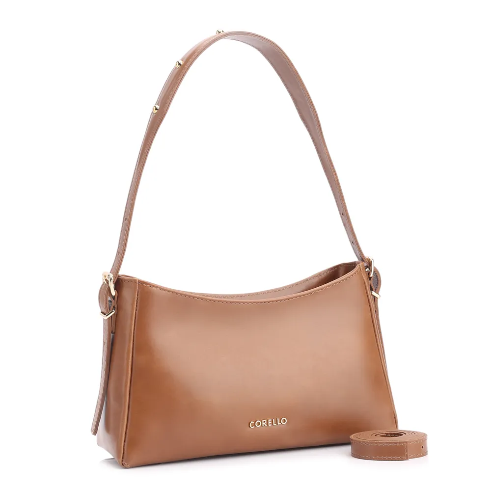 Bolsa De Ombro Rebites Couro Marrom - imagem 2