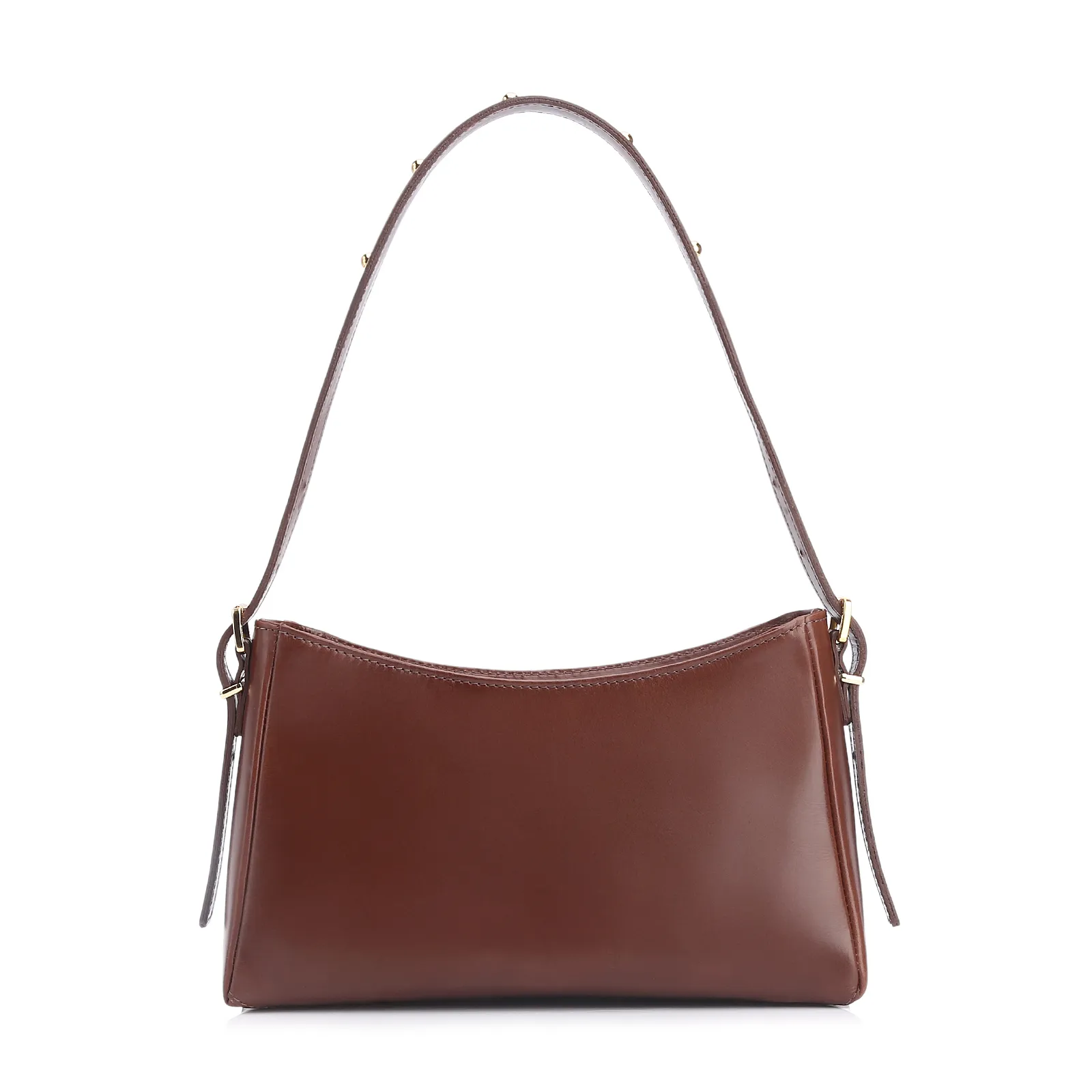 Bolsa De Ombro Rebites Couro Marrom Escuro