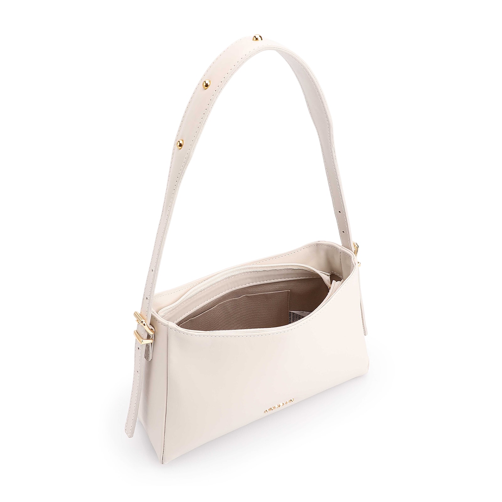 Bolsa De Ombro Rebites Couro Off White