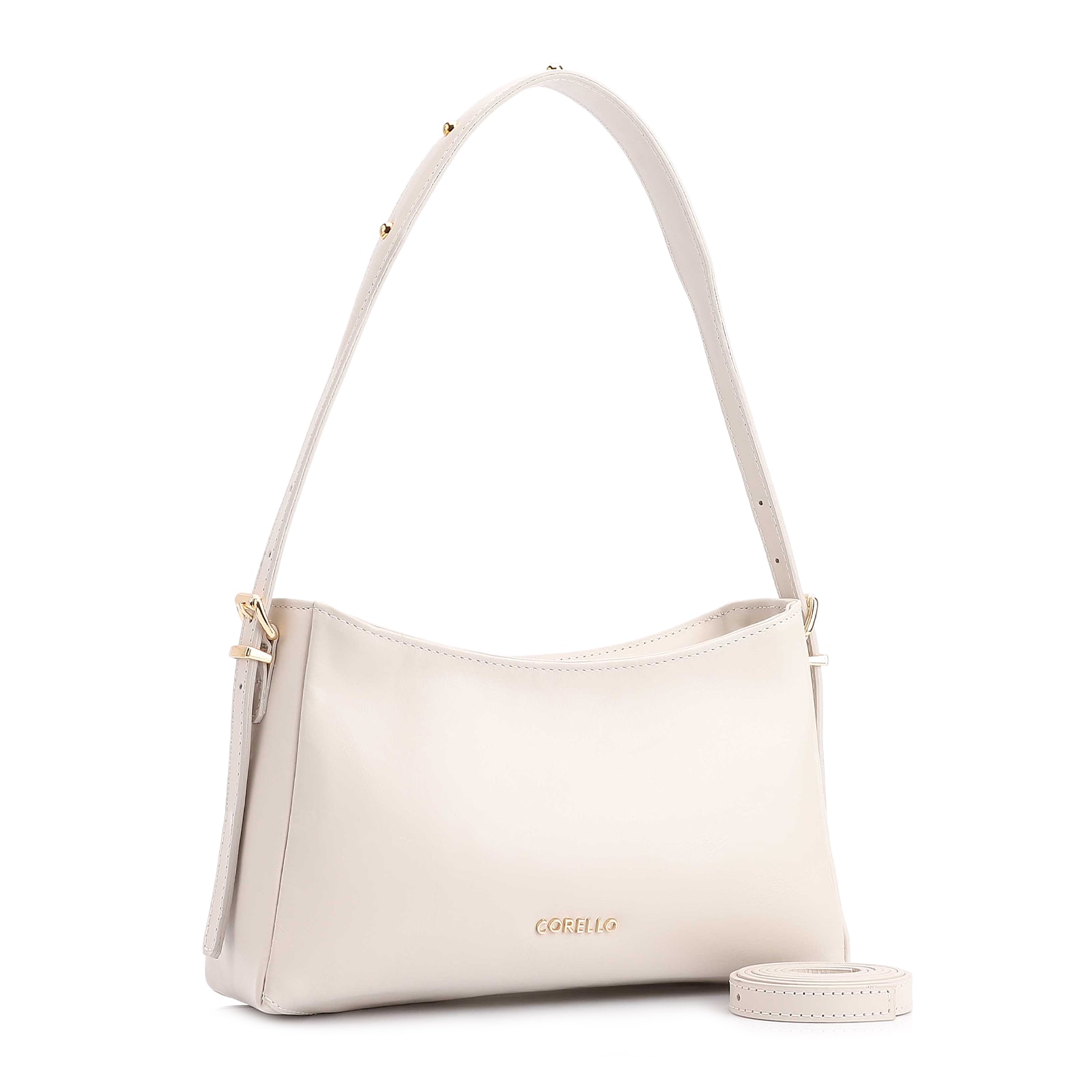 Bolsa De Ombro Rebites Couro Off White