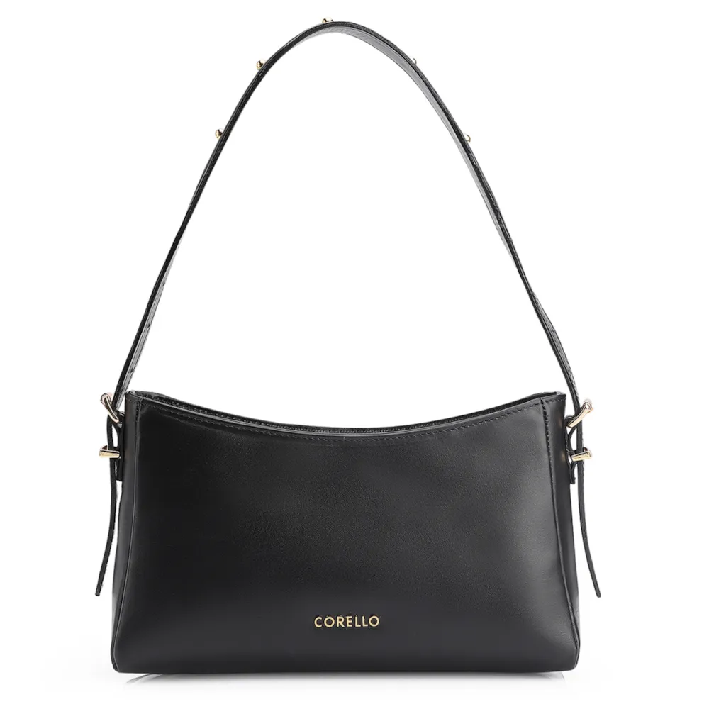 Bolsa De Ombro Rebites Couro Preto