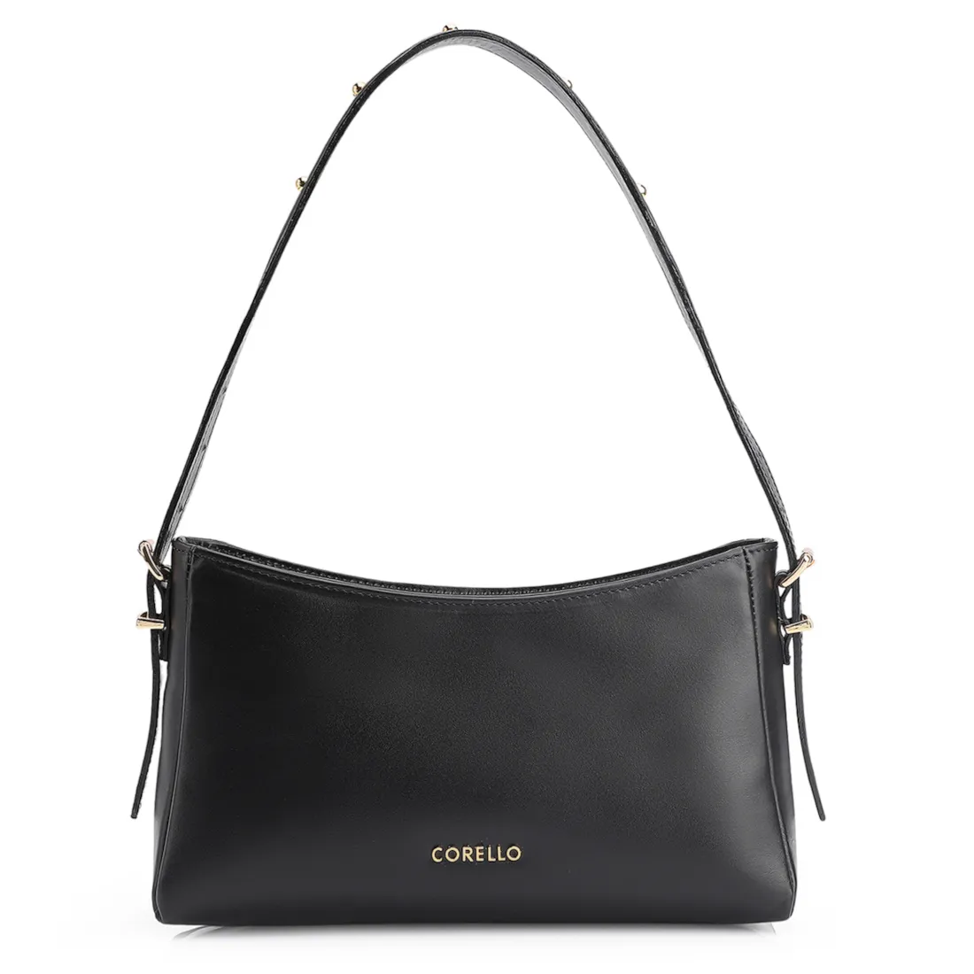 Bolsa De Ombro Rebites Couro Preto