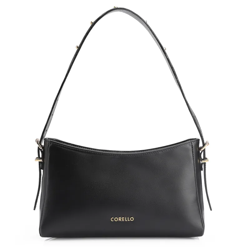 Bolsa De Ombro Rebites Couro Preto