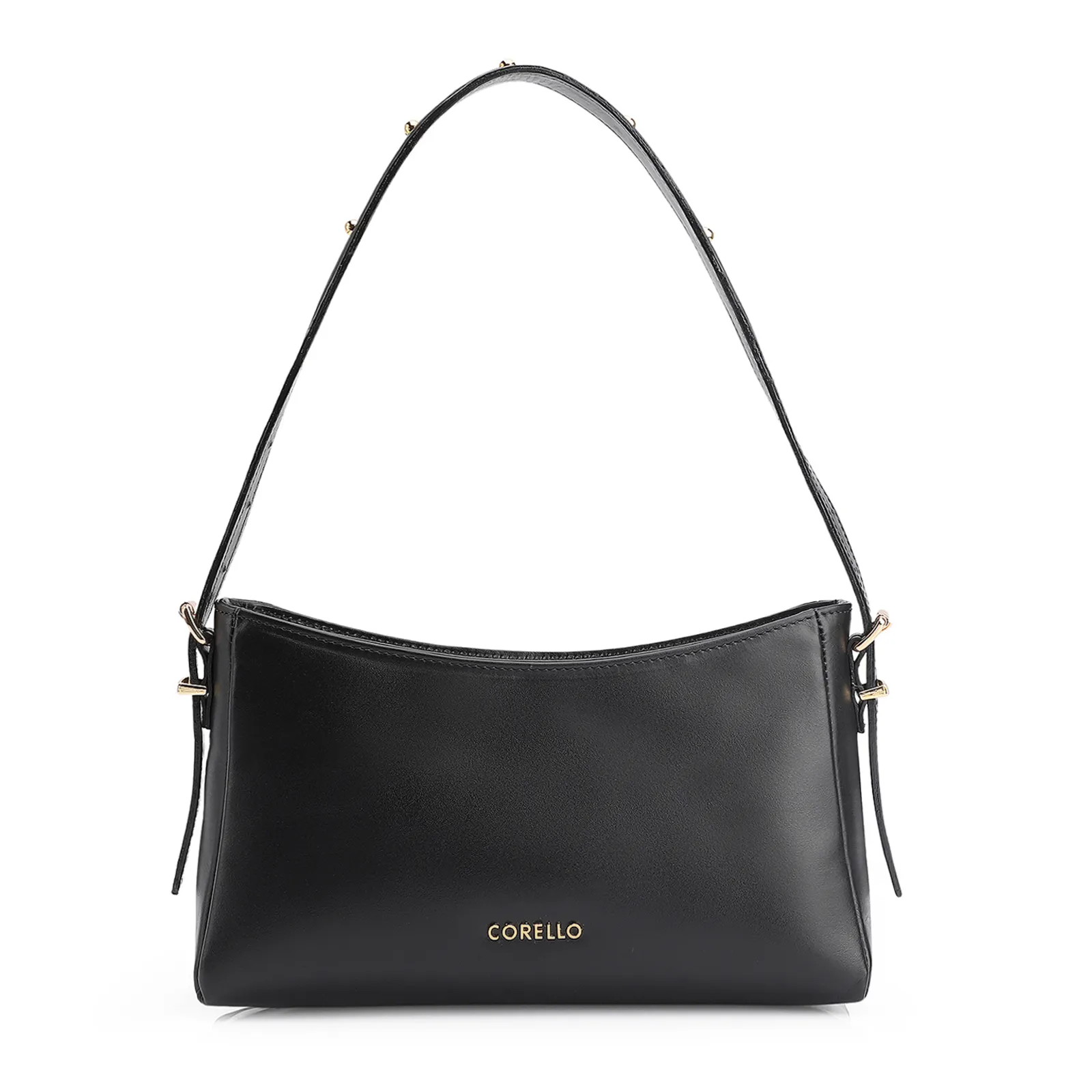 Bolsa De Ombro Rebites Couro Preto