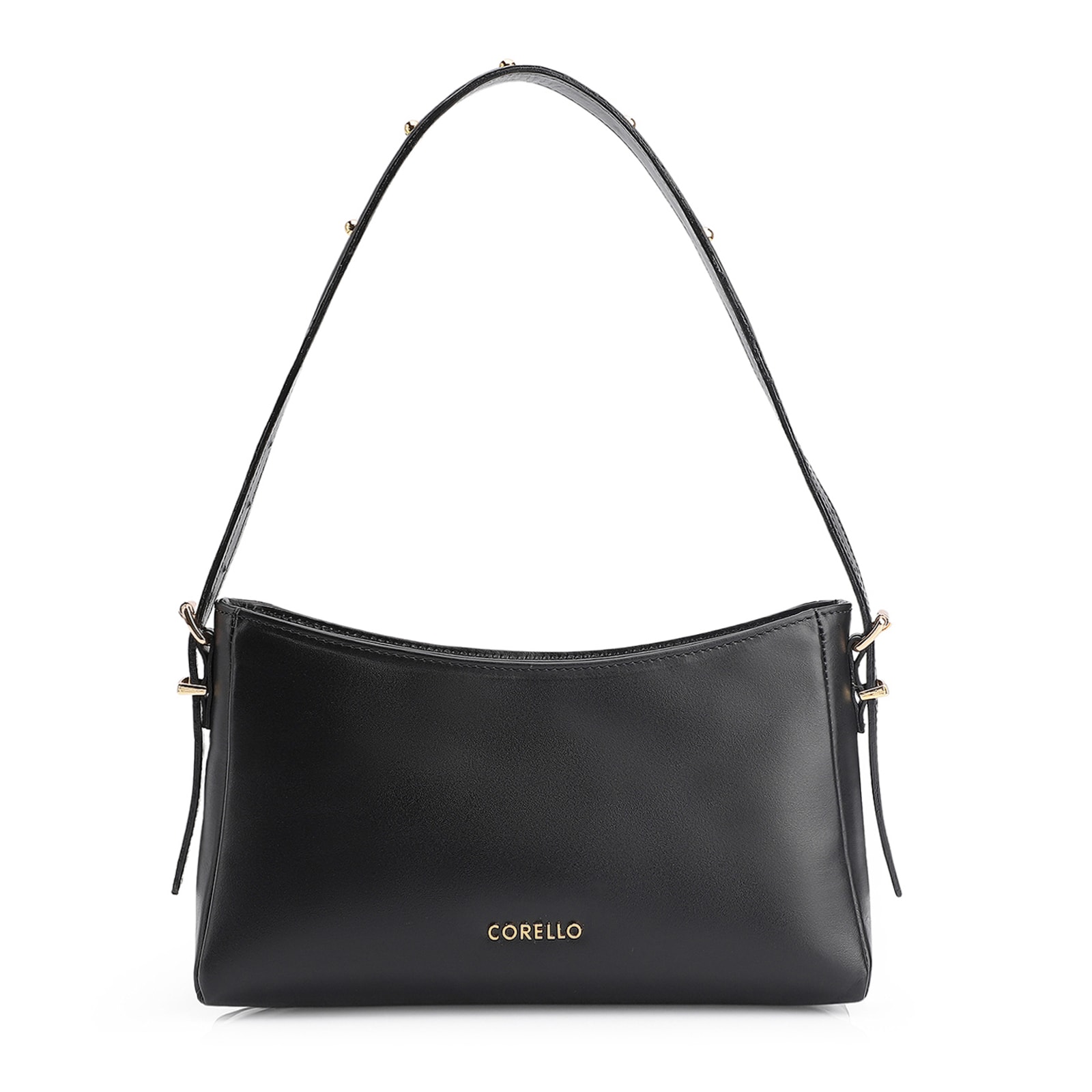 Bolsa De Ombro Rebites Couro Preto