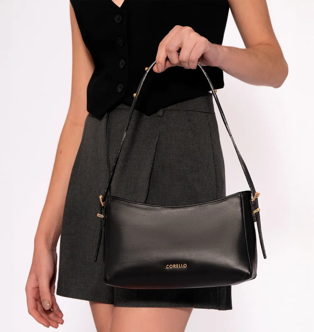 Bolsa De Ombro Rebites Couro Preto - imagem 2