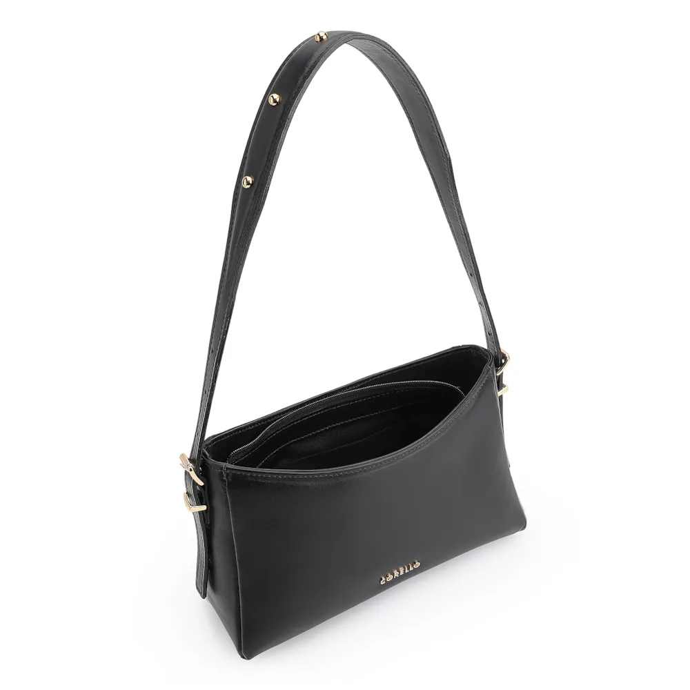 Bolsa De Ombro Rebites Couro Preto - imagem 5