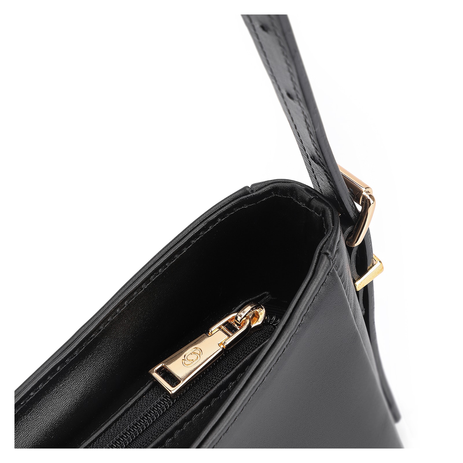 Bolsa De Ombro Rebites Couro Preto