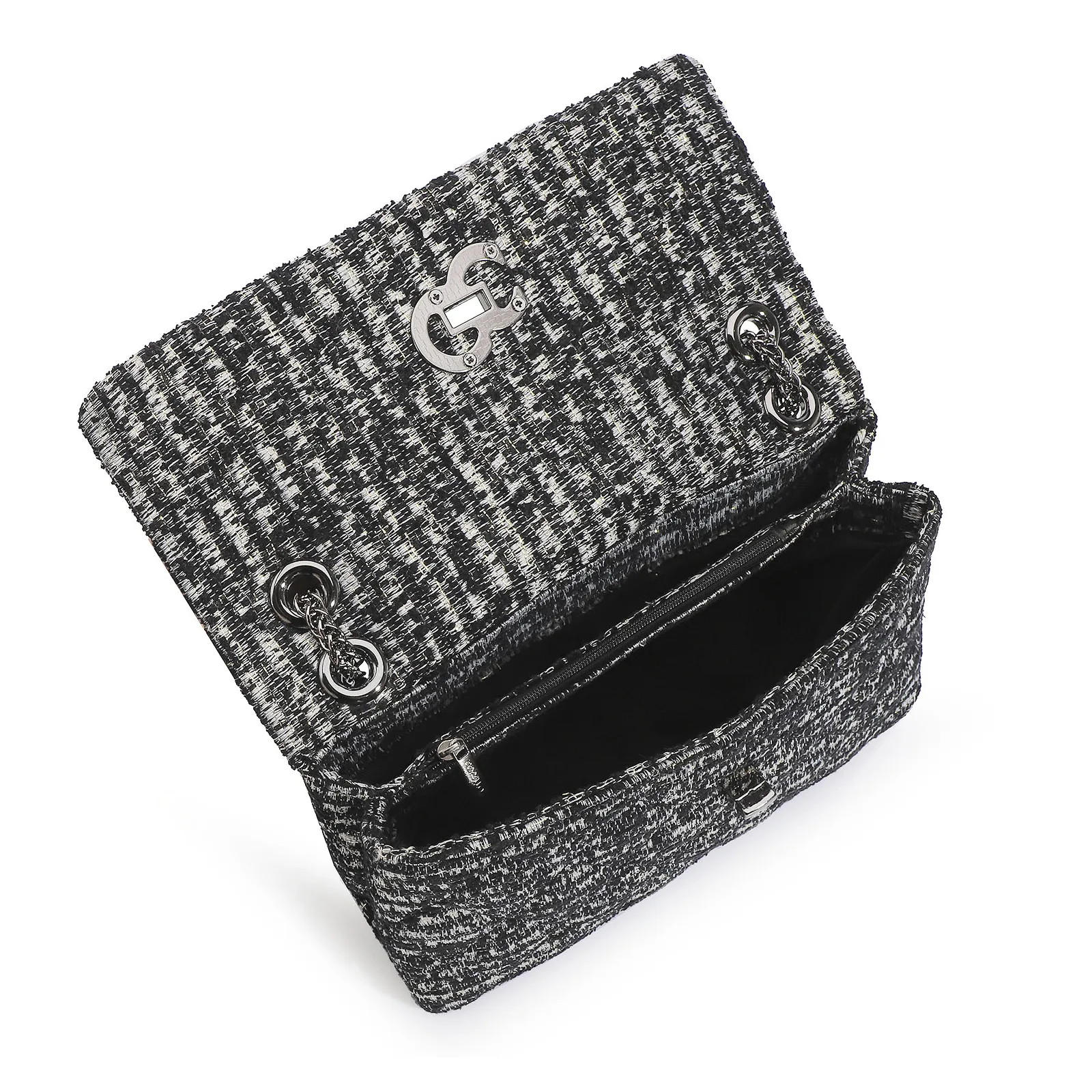 Bolsa De Ombro Tecido Tweed