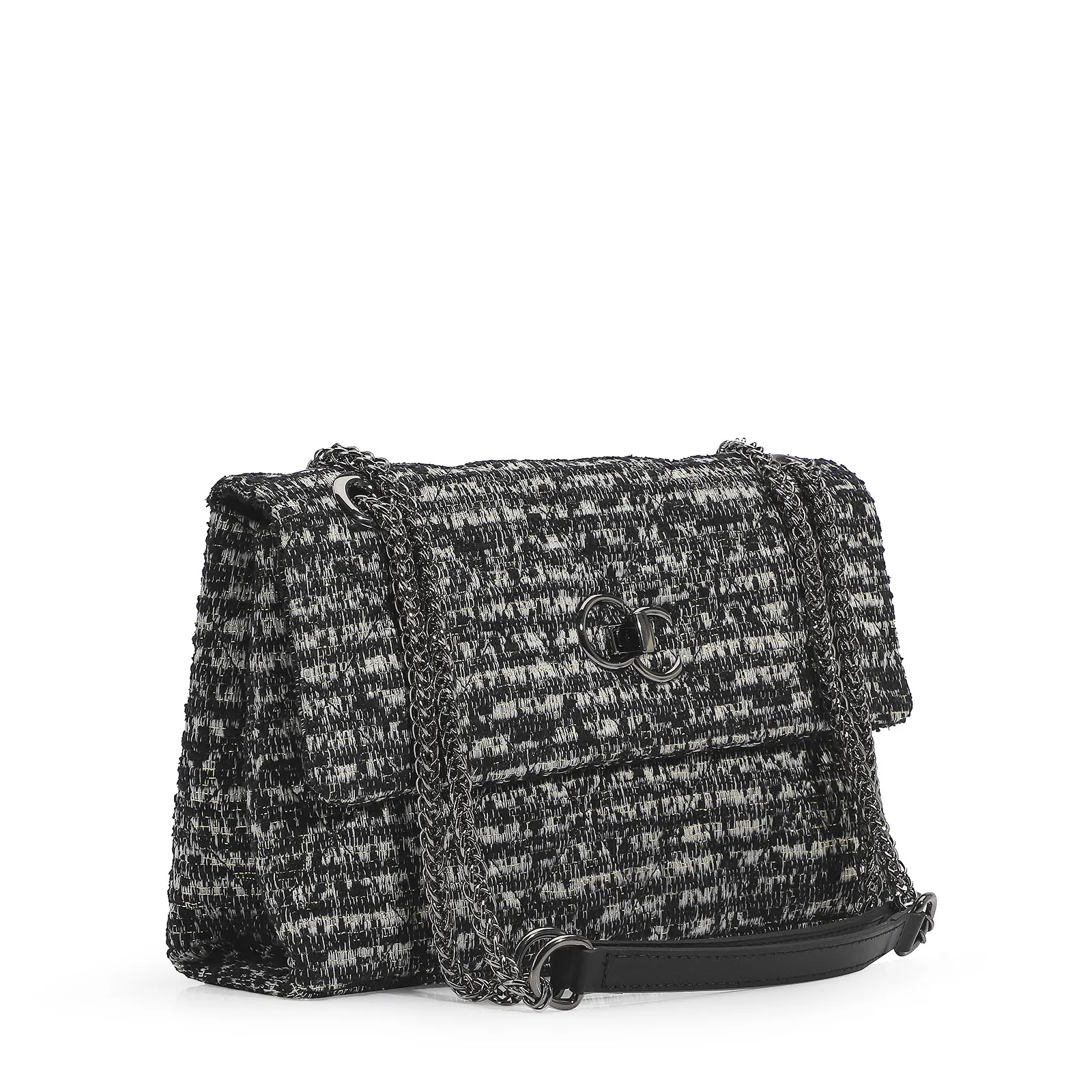 Bolsa De Ombro Tecido Tweed