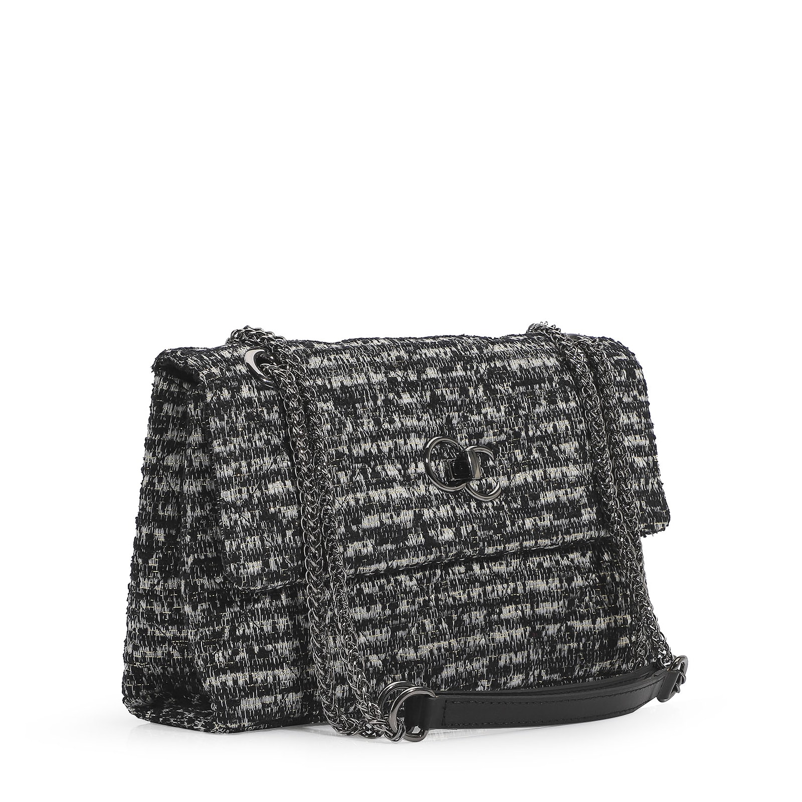 Bolsa De Ombro Tecido Tweed
