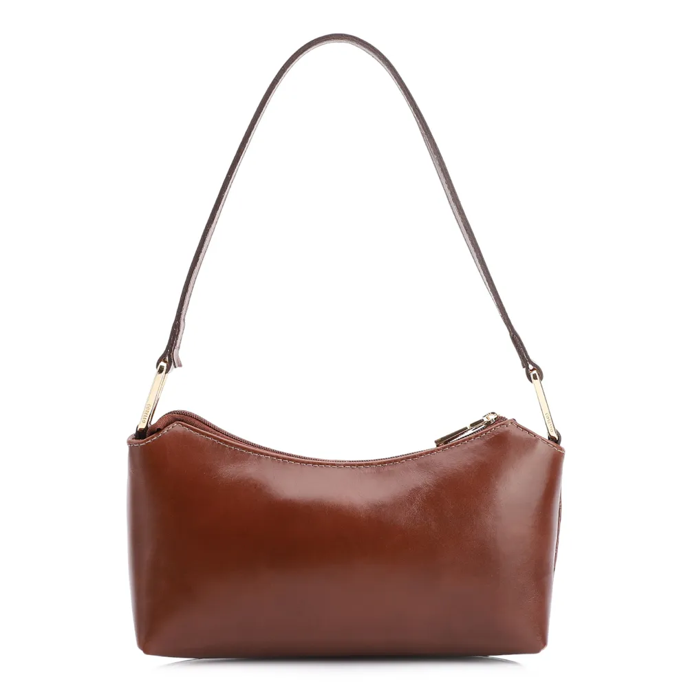 Bolsa De Ombro Tramado Couro Marrom - imagem 3