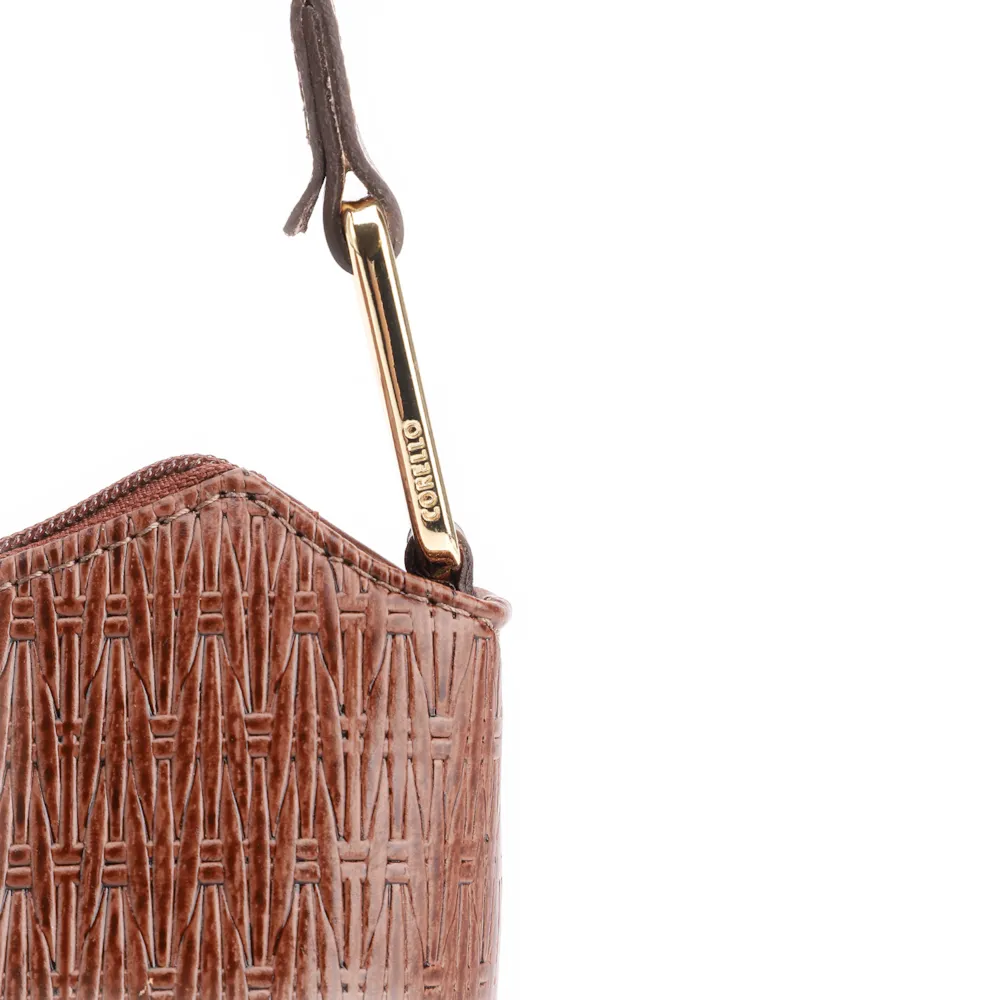 Bolsa De Ombro Tramado Couro Marrom - imagem 7