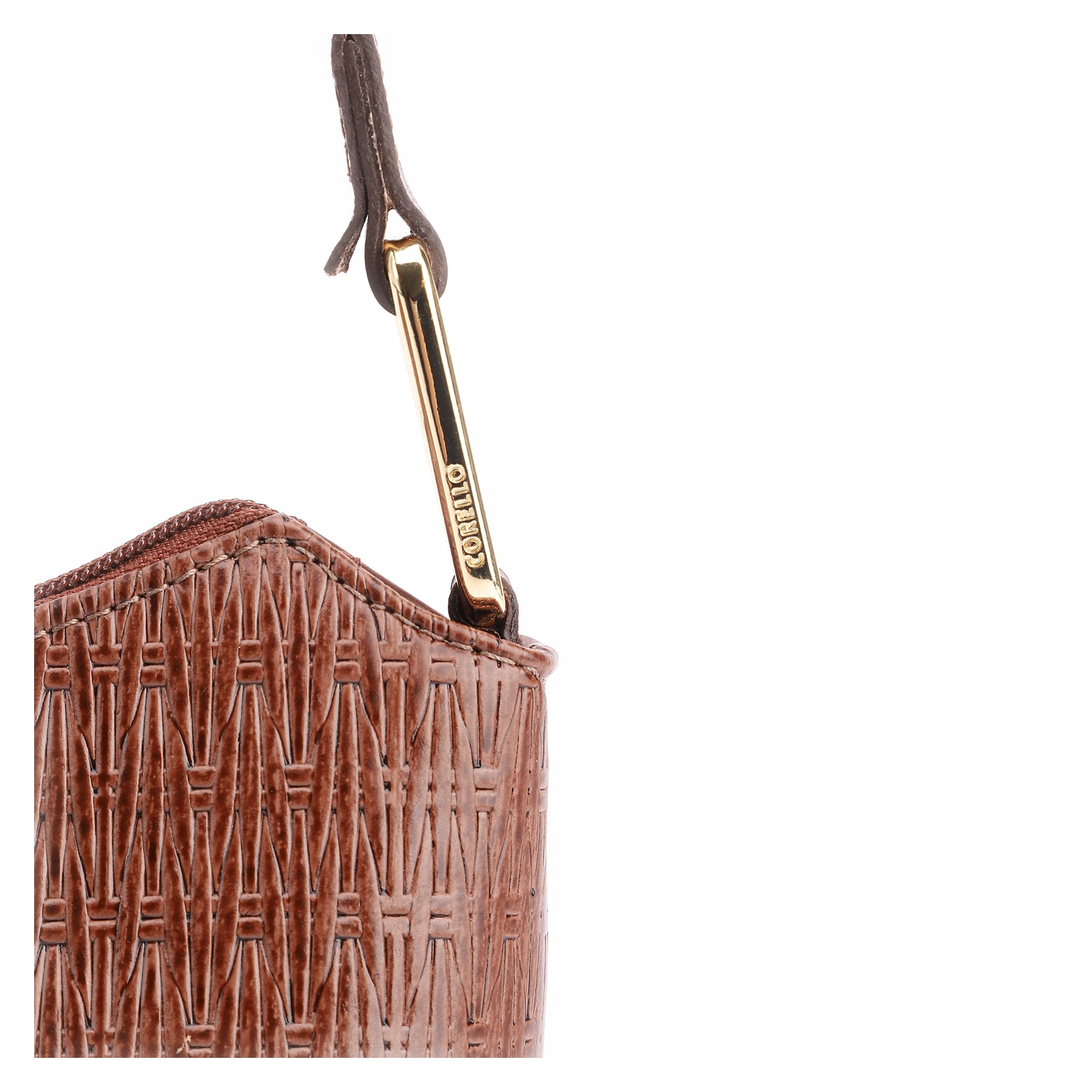 Bolsa De Ombro Tramado Couro Marrom
