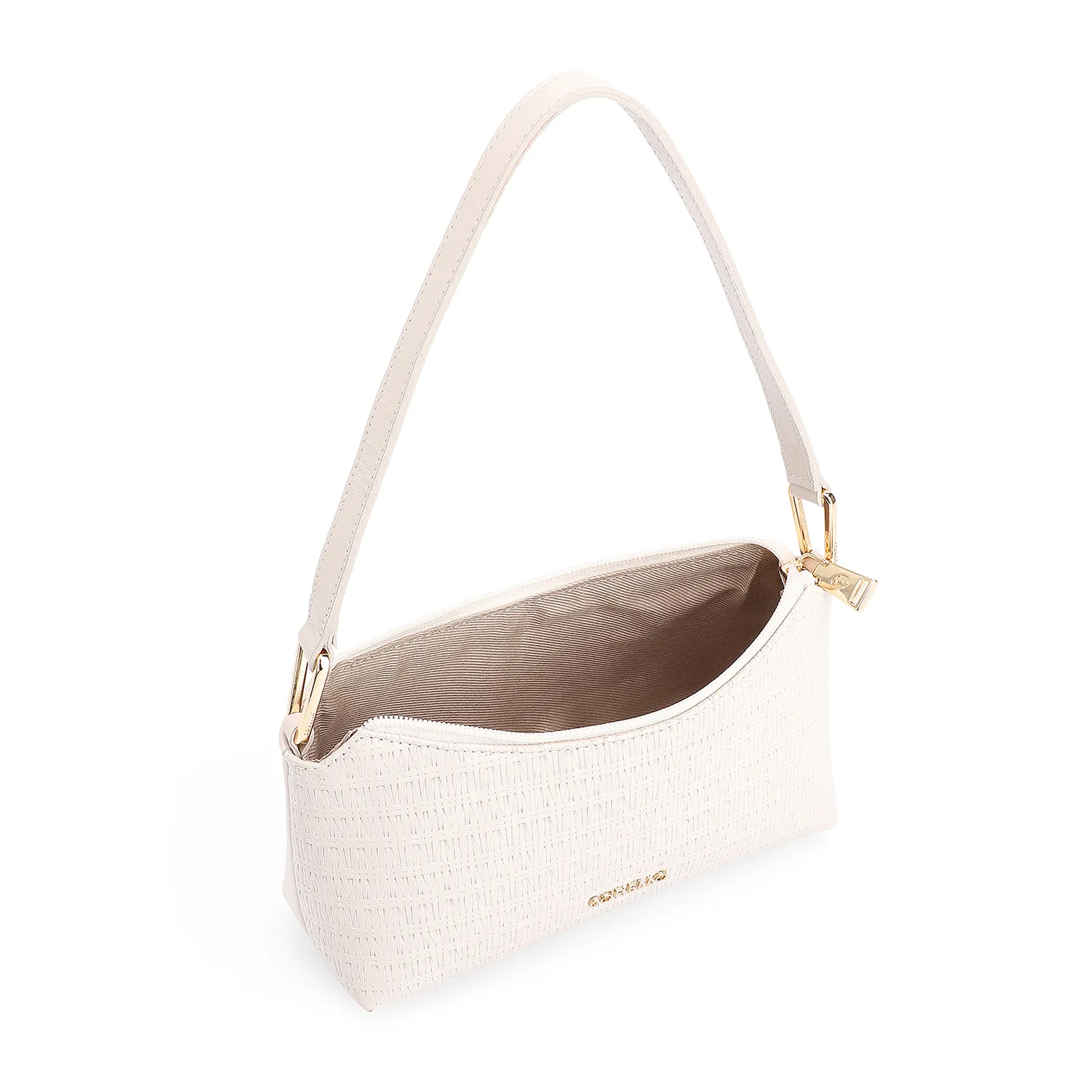 Bolsa De Ombro Tramado Couro Off White