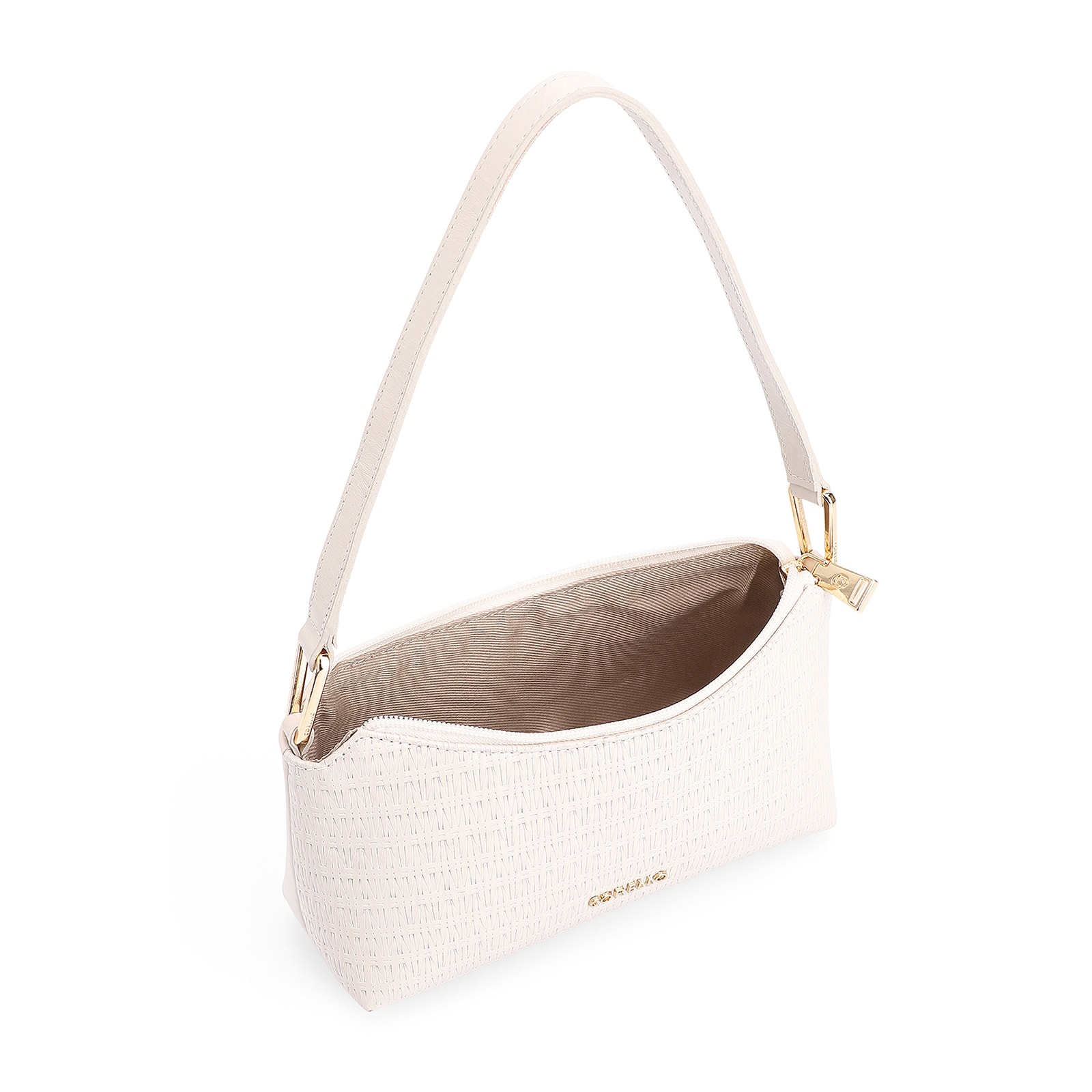 Bolsa De Ombro Tramado Couro Off White