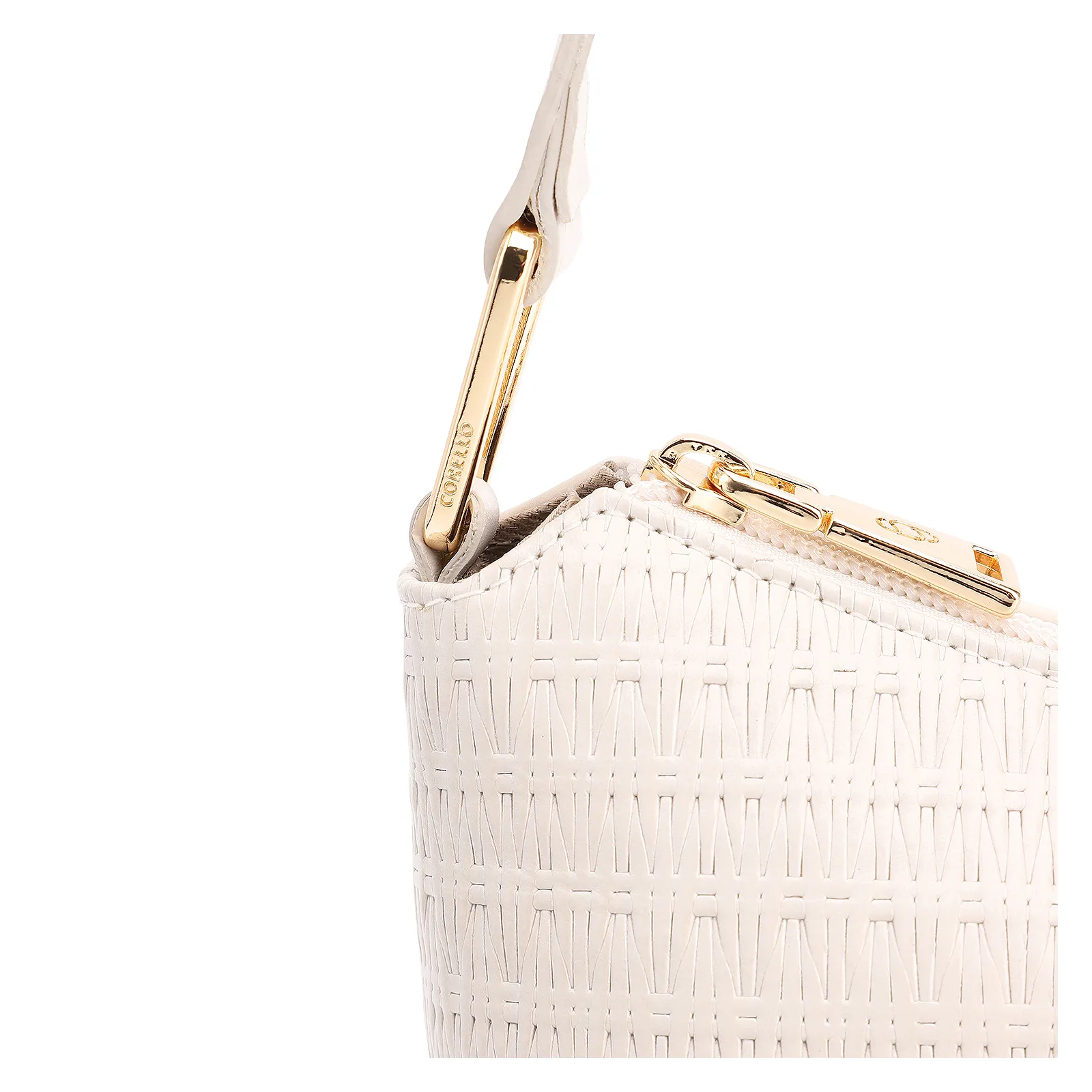 Bolsa De Ombro Tramado Couro Off White