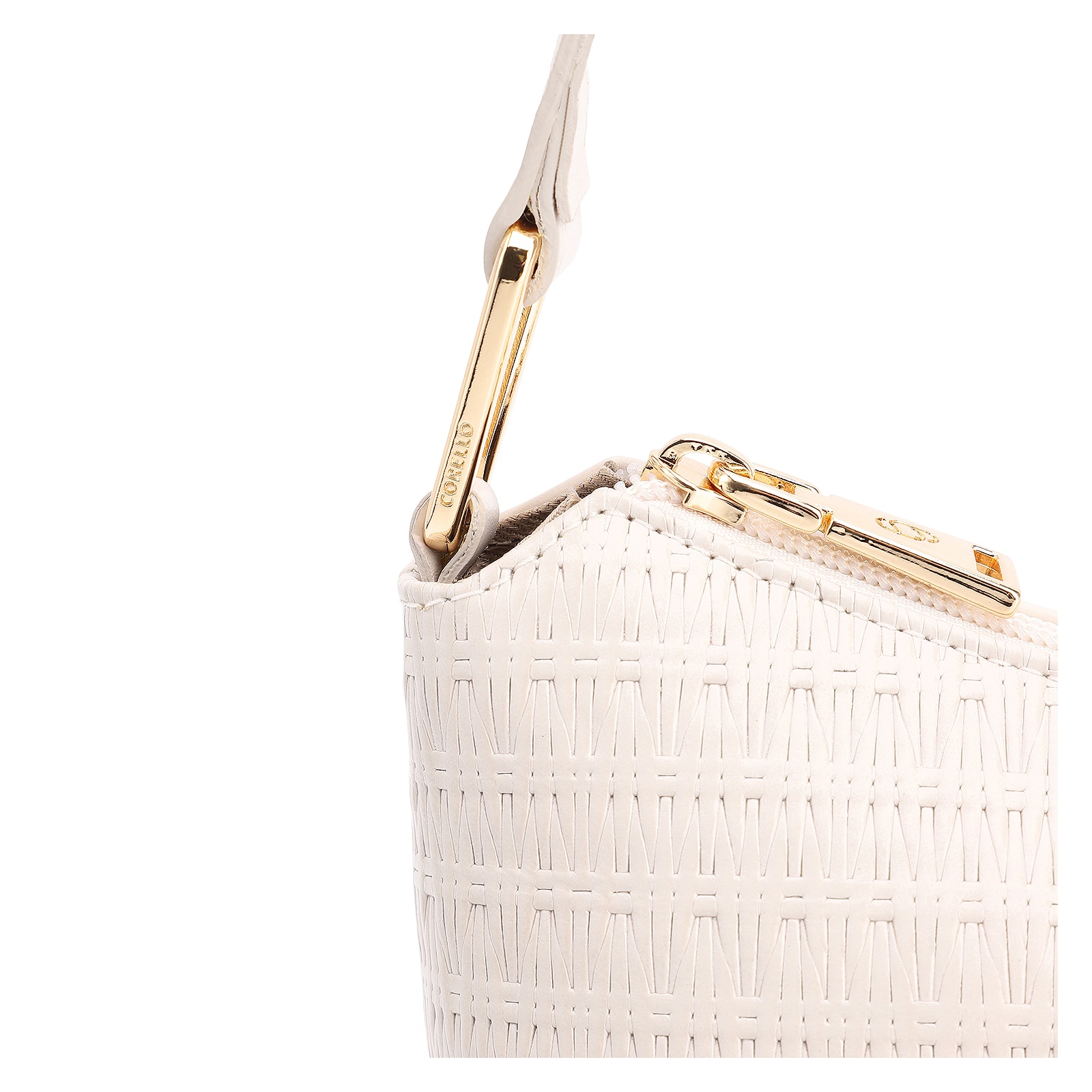 Bolsa De Ombro Tramado Couro Off White