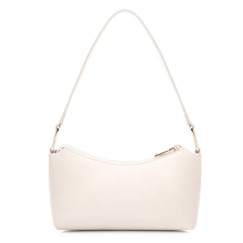 Bolsa De Ombro Tramado Couro Off White - imagem 3