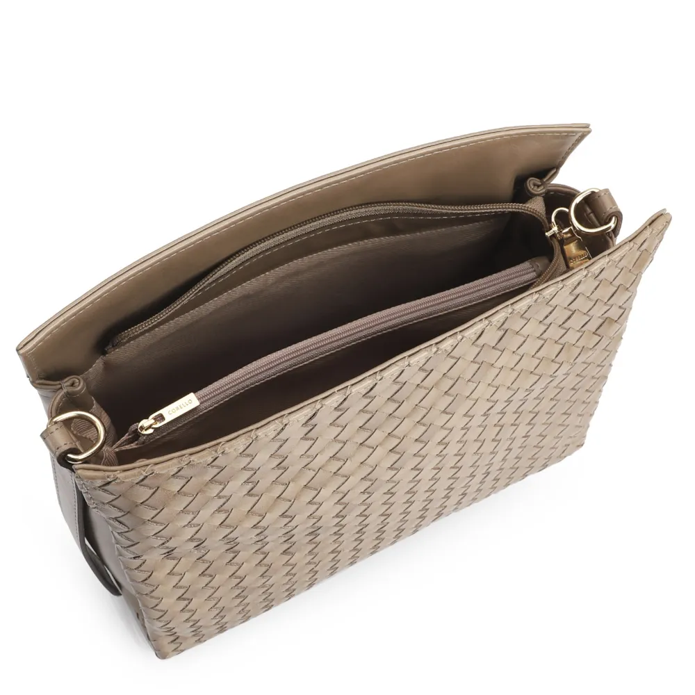 Bolsa De Ombro Tressê Couro Argila - imagem 4