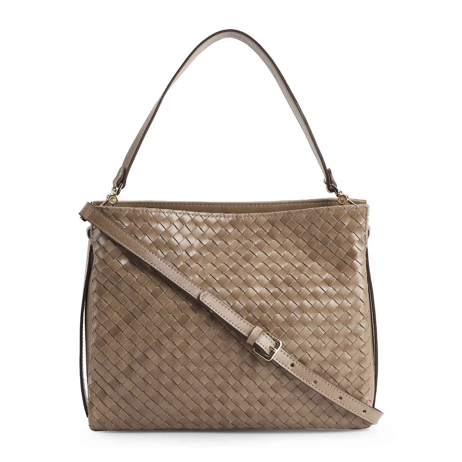 Bolsa De Ombro Tressê Couro Argila