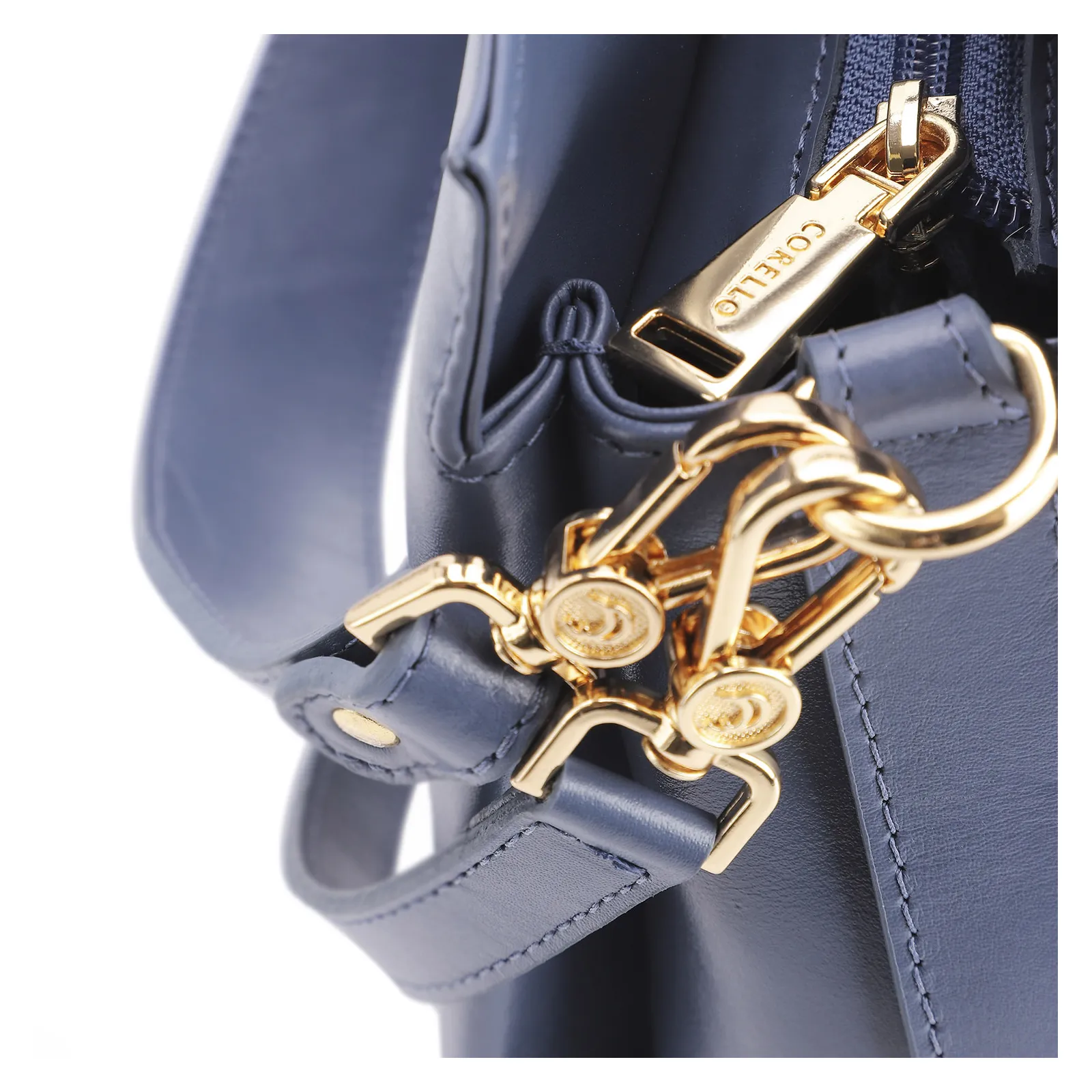 Bolsa De Ombro Tressê Couro Azul