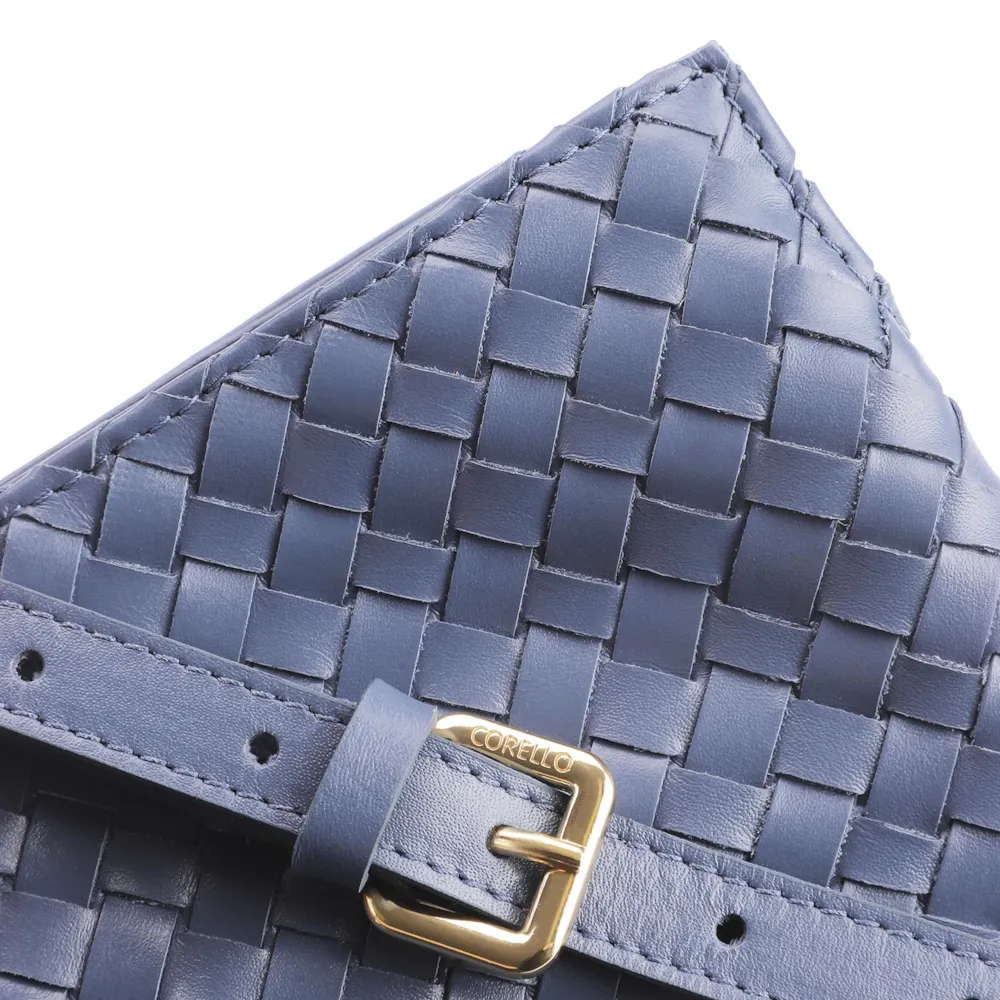 Bolsa De Ombro Tressê Couro Azul - imagem 7