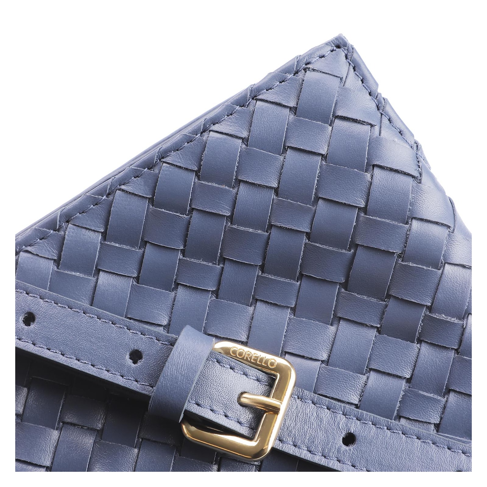 Bolsa De Ombro Tressê Couro Azul