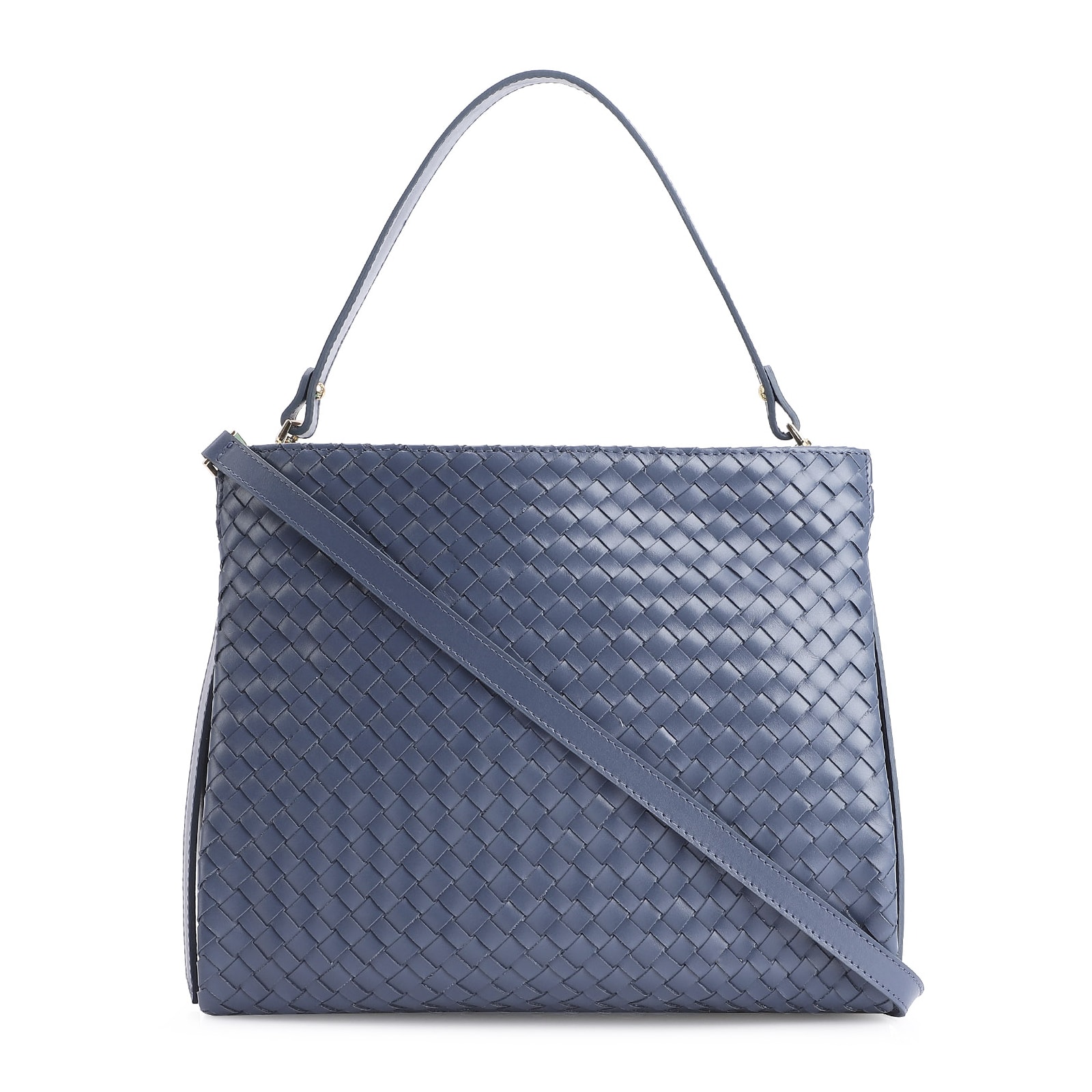 Bolsa De Ombro Tressê Couro Azul