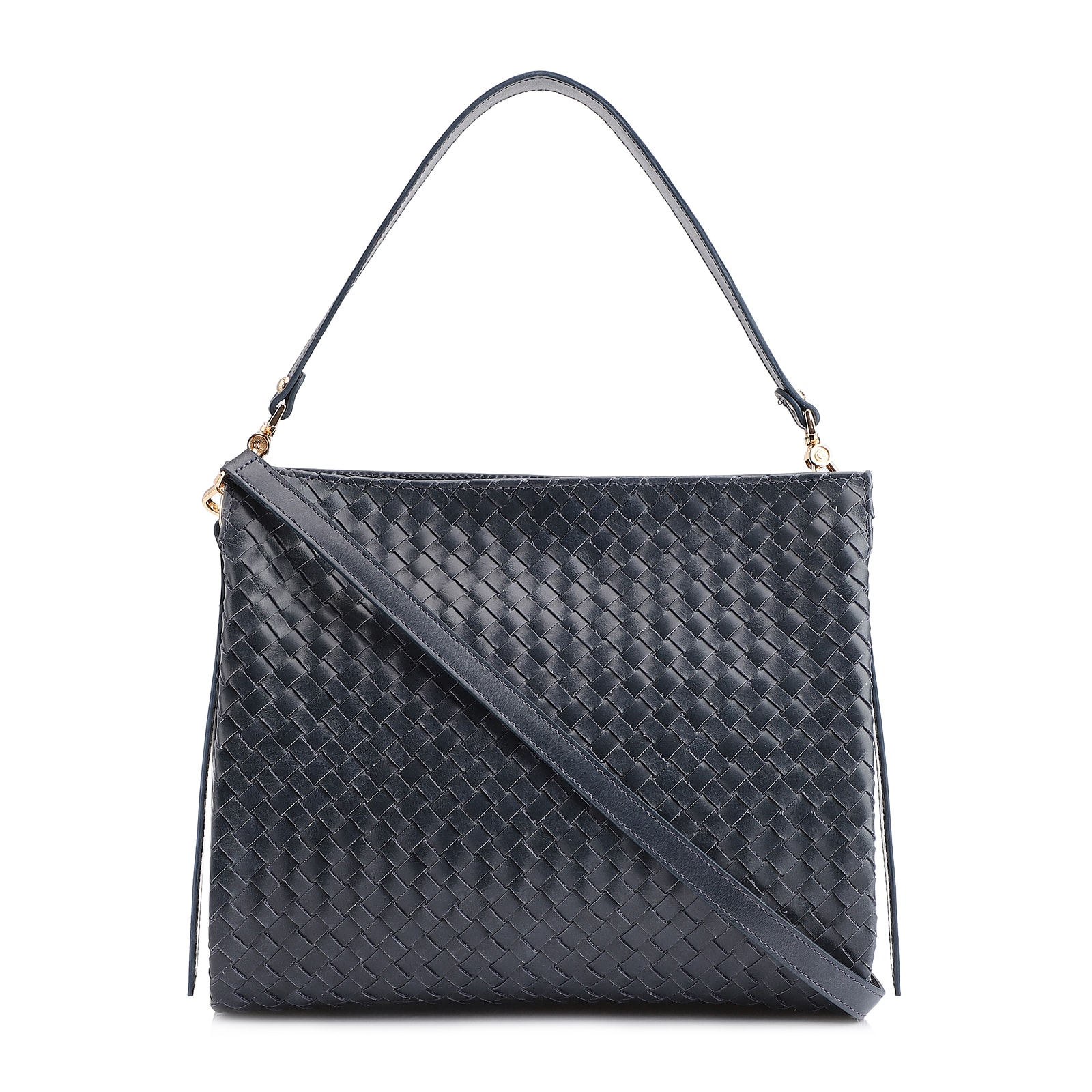 Bolsa De Ombro Tressê Couro Azul