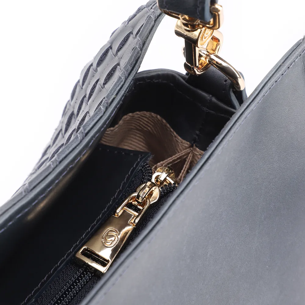 Bolsa De Ombro Tressê Couro Azul - imagem 6