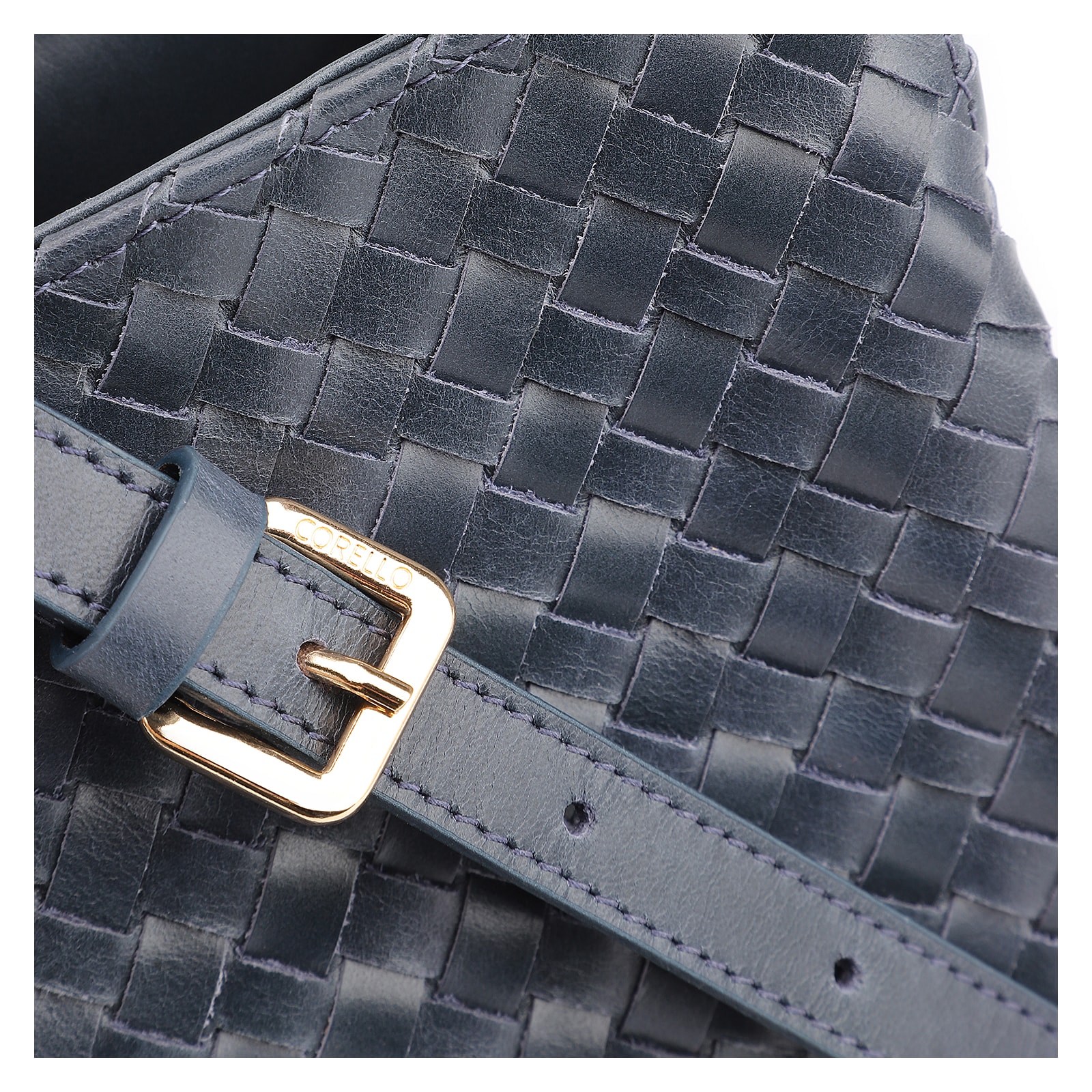Bolsa De Ombro Tressê Couro Azul