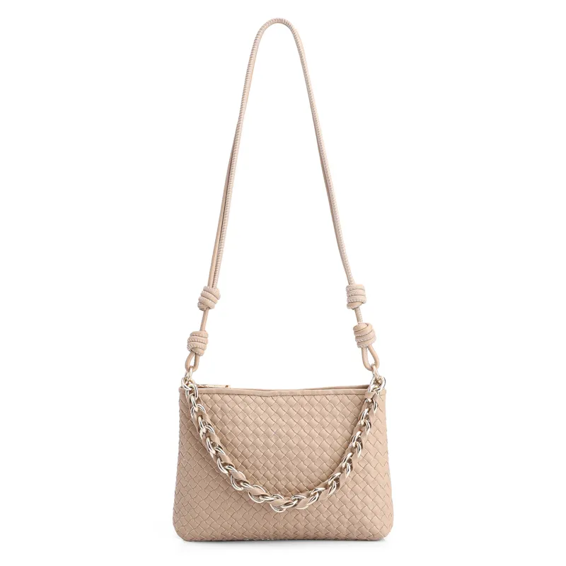 Bolsa De Ombro Tressê Couro Bege