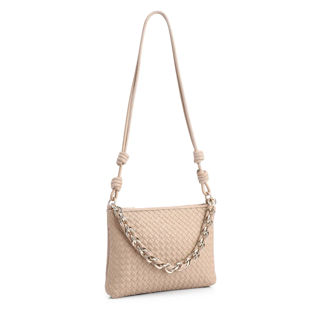 Bolsa De Ombro Tressê Couro Bege - imagem 3