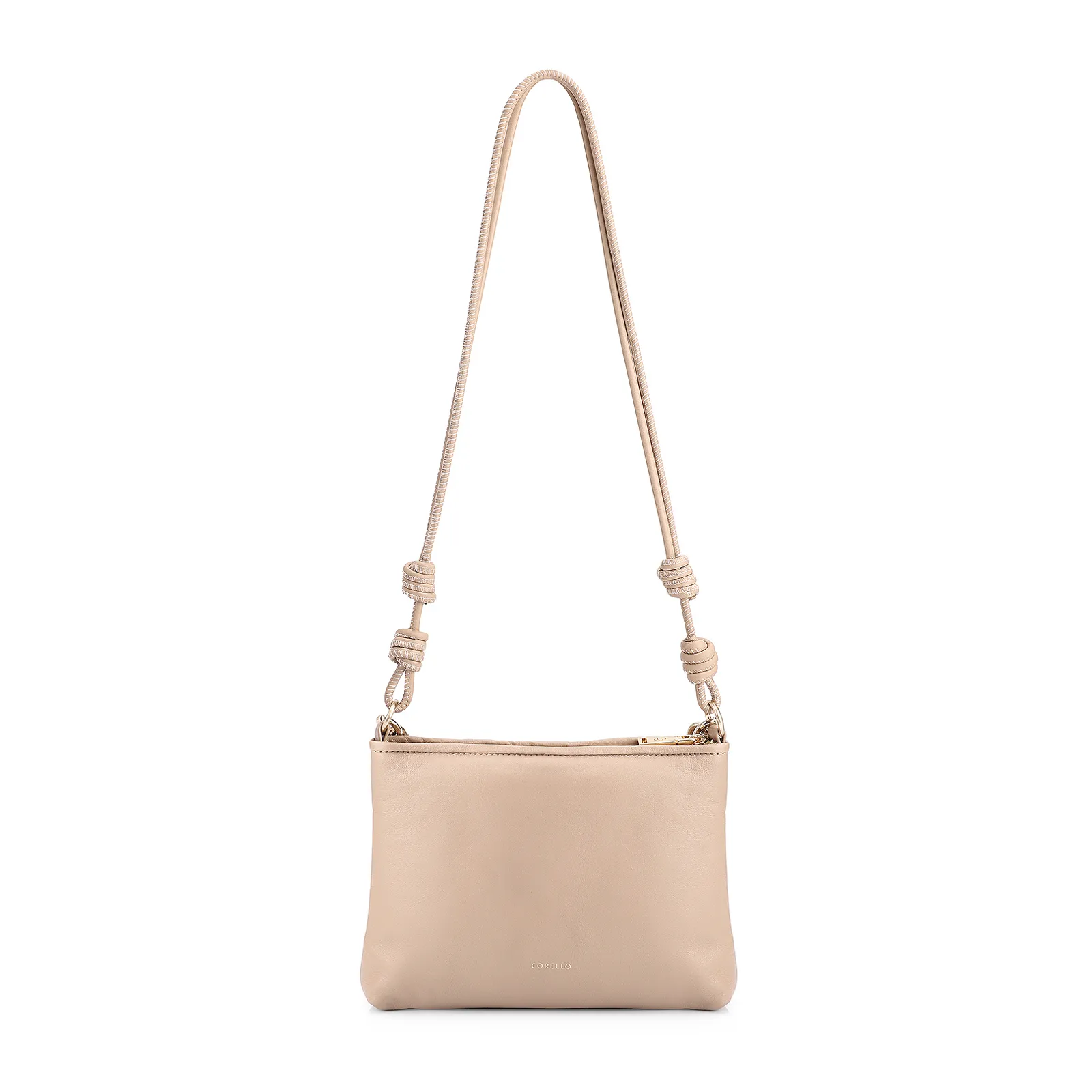 Bolsa De Ombro Tressê Couro Bege
