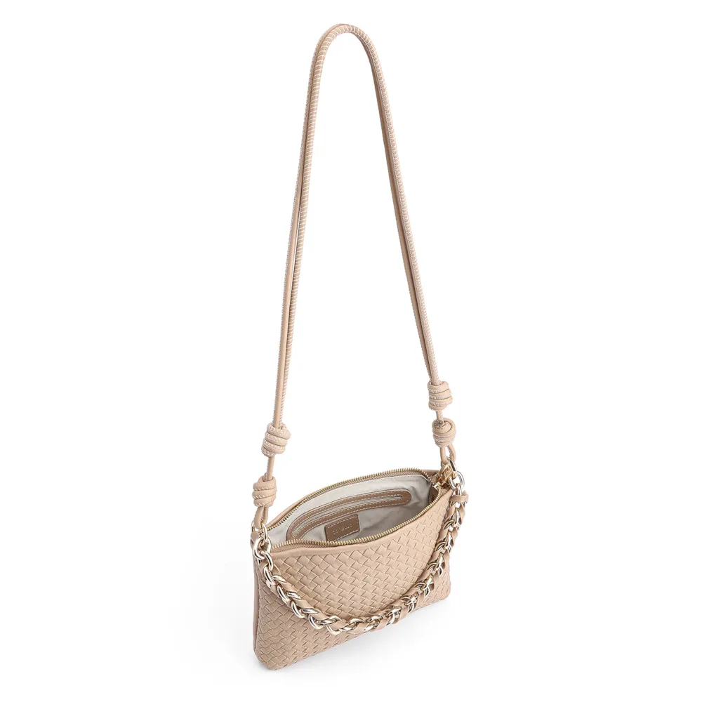 Bolsa De Ombro Tressê Couro Bege - imagem 5