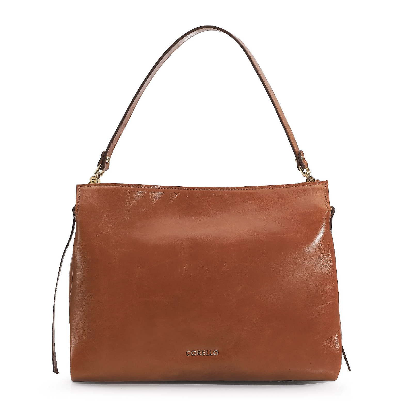 Bolsa De Ombro Tressê Couro Caramelo