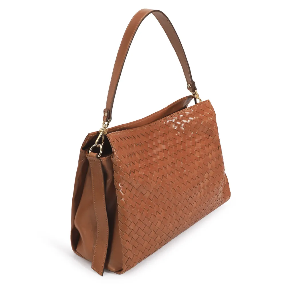 Bolsa De Ombro Tressê Couro Caramelo - imagem 4