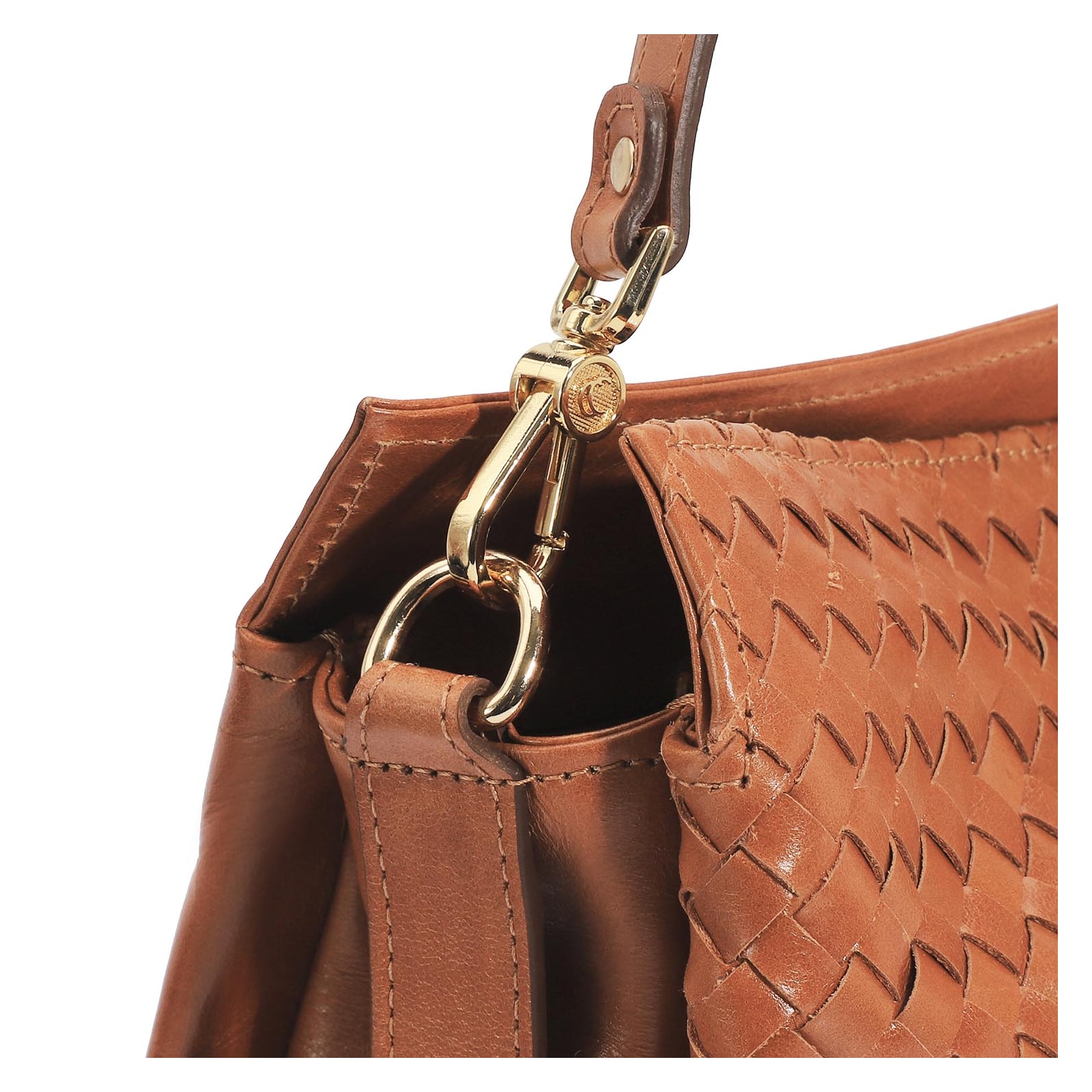 Bolsa De Ombro Tressê Couro Caramelo