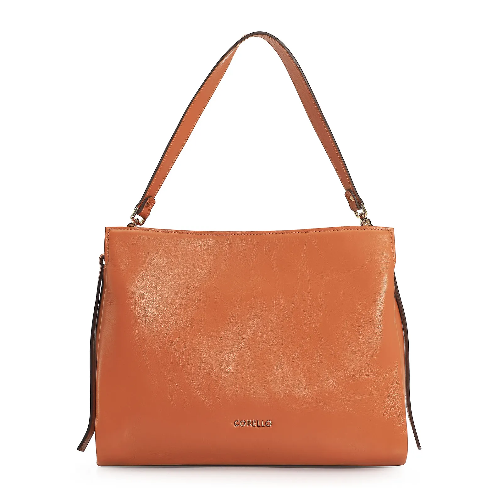 Bolsa De Ombro Tressê Couro Laranja