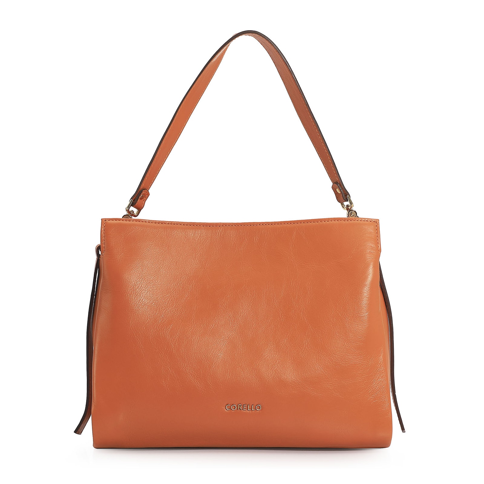 Bolsa De Ombro Tressê Couro Laranja