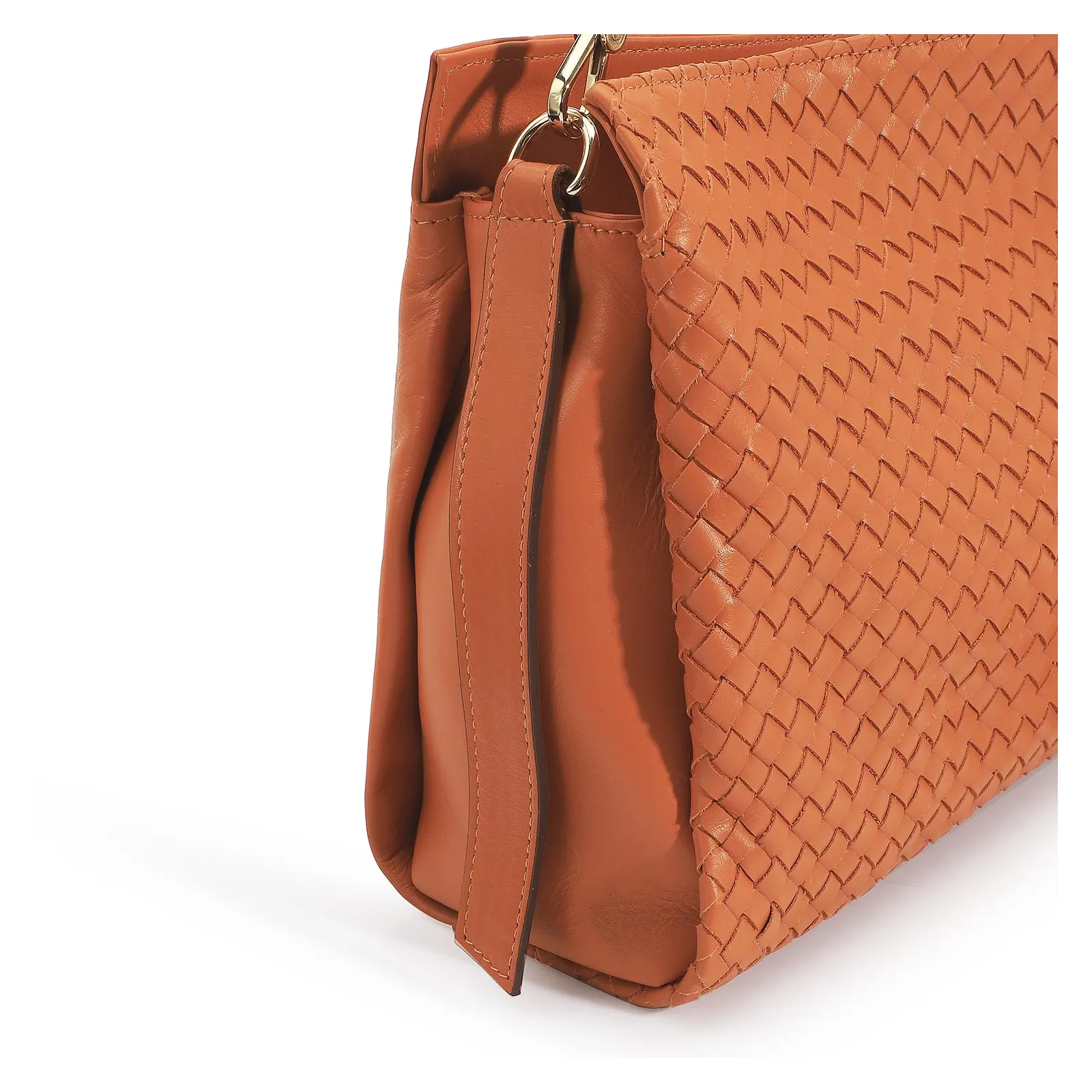 Bolsa De Ombro Tressê Couro Laranja