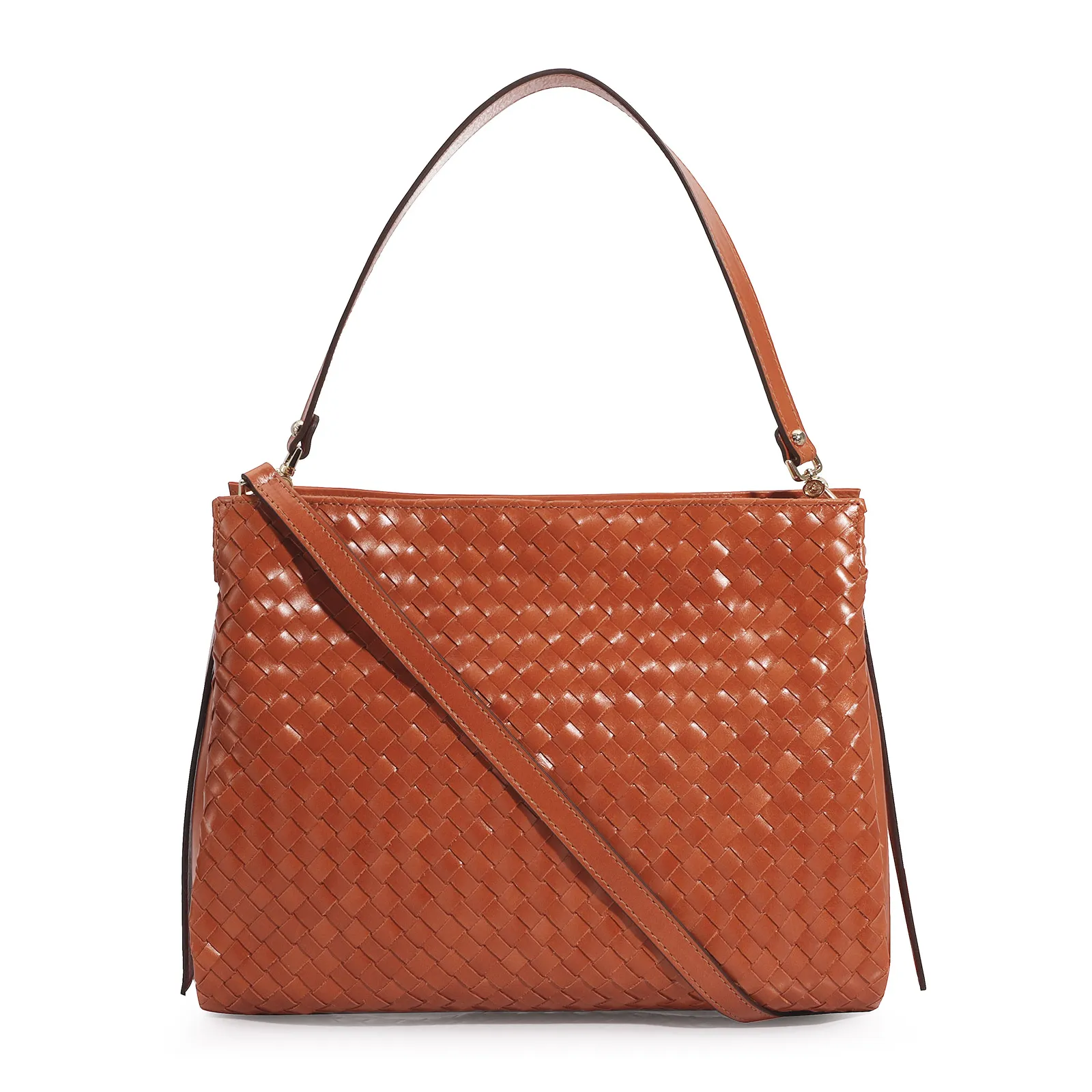 Bolsa De Ombro Tressê Couro Laranja